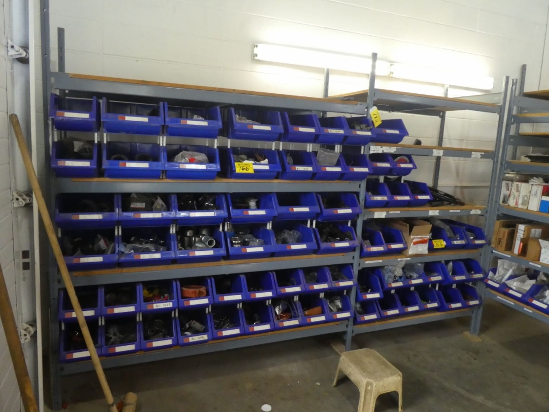 L/O EZEE RECT SHELVING IN PARTS INVENTORY ROOM 2- 4 FT SECTIONS, 1- 5 FT SECTION, 1-6 FT SECTION