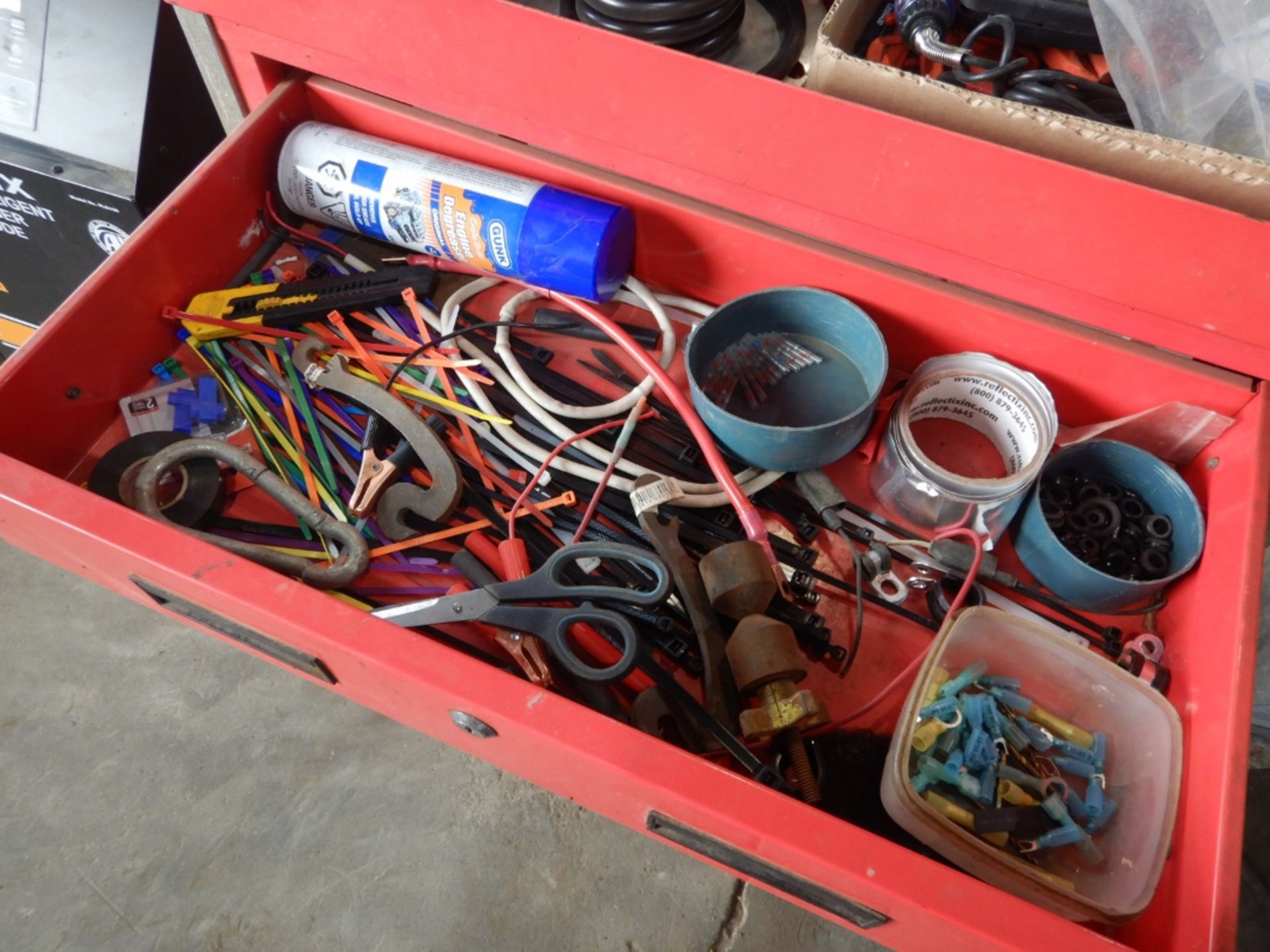 PORTABLE SHOP CART W/WIRING SUPPLIES, TOOLS & ASSORTED RELATED ITEMS - Image 4 of 5