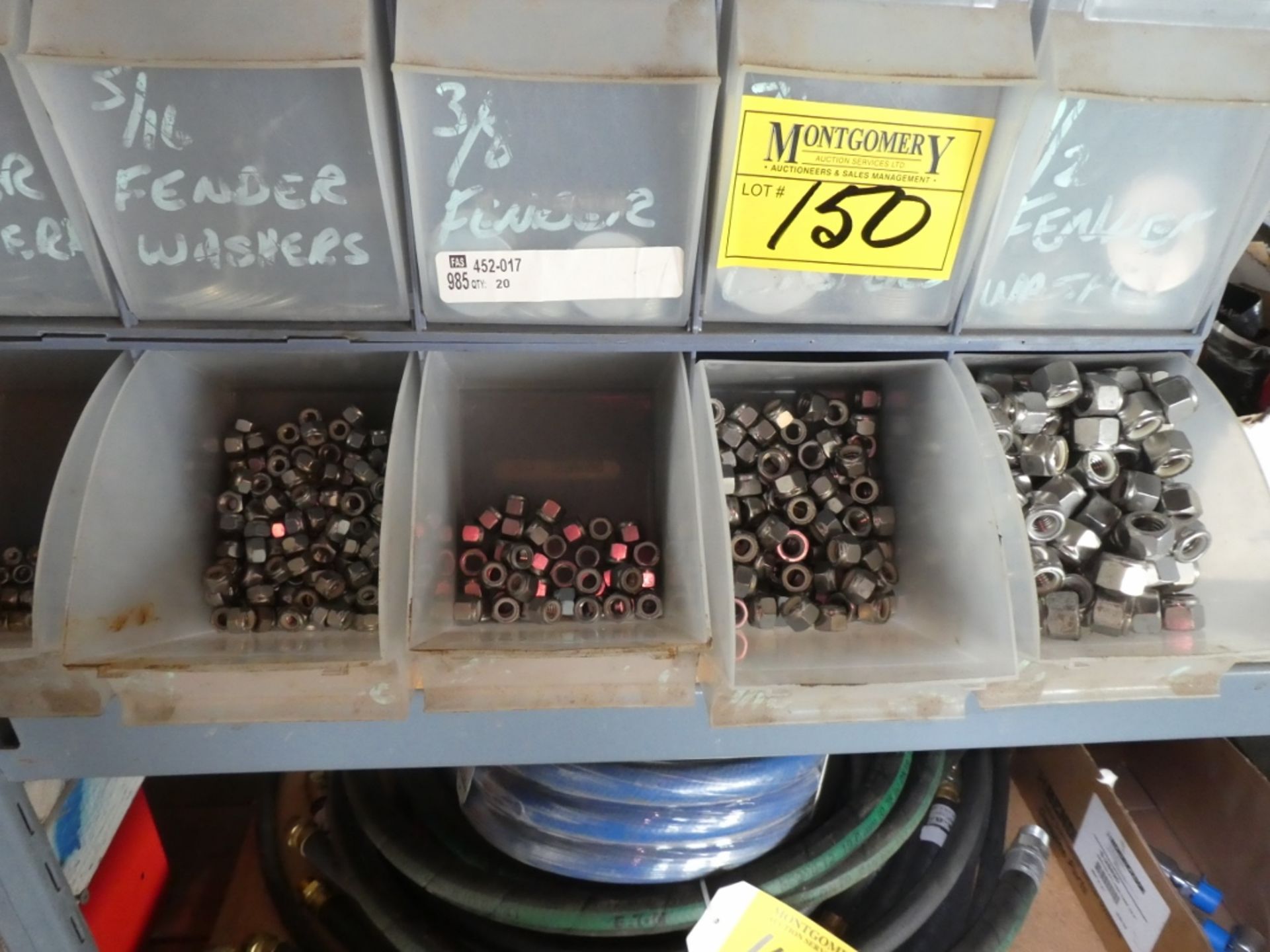 L/O POLY PARTS ORGANIZER TRAYS W/ FENDER WASHERS, LOCK NUTS, ETC - Image 3 of 3