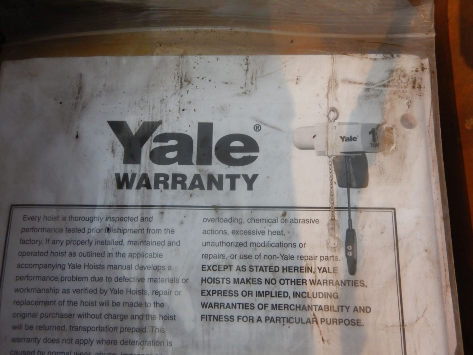 YALE 4008-5 ELECTRIC CHAIN HOIST 1 HP, 2 TON CAP. (NEW IN BOX) - Image 3 of 4