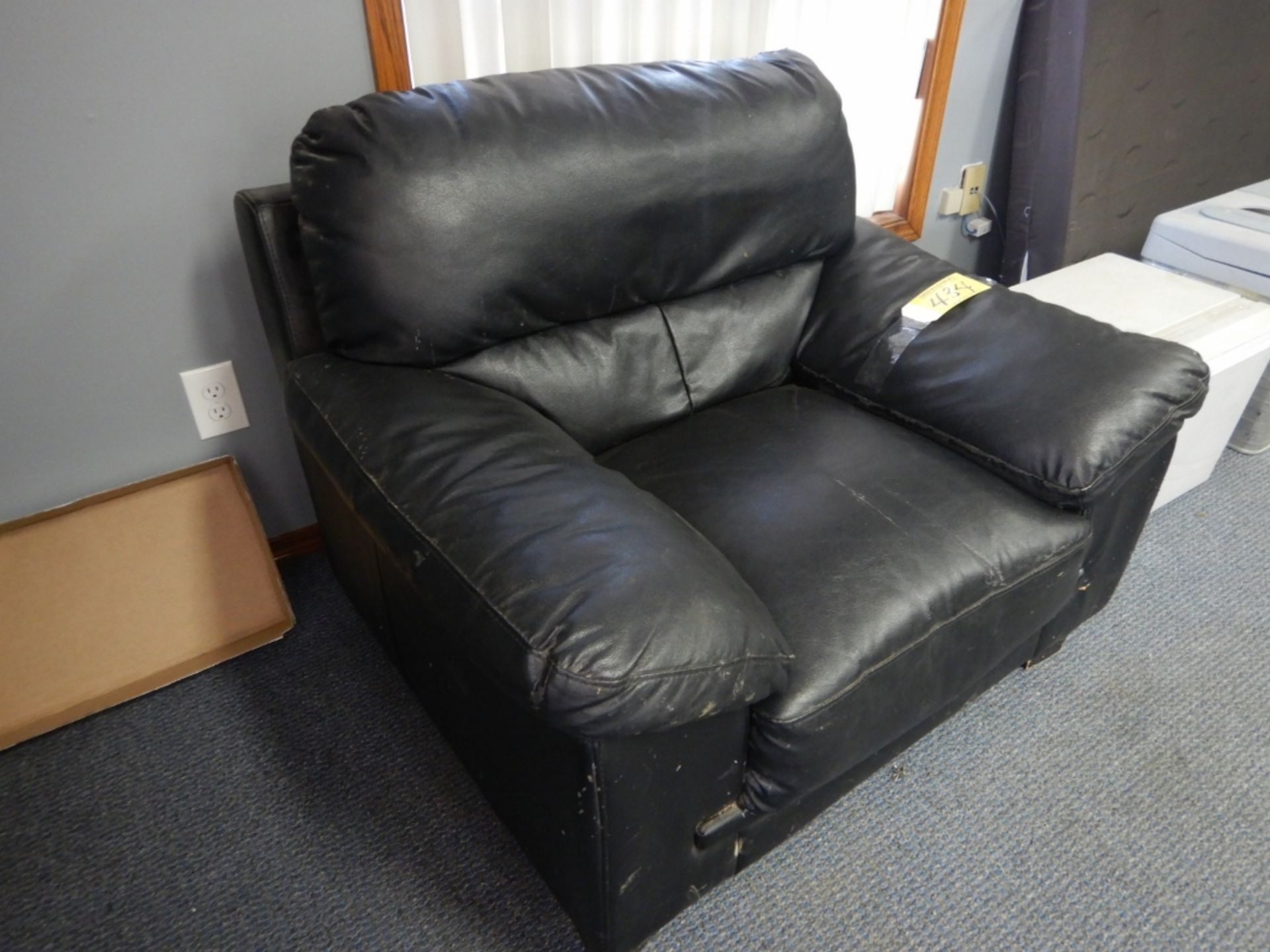 BLACK LEATHER SOFA CHAIR, COFFEE TABLE ETC - Image 3 of 3