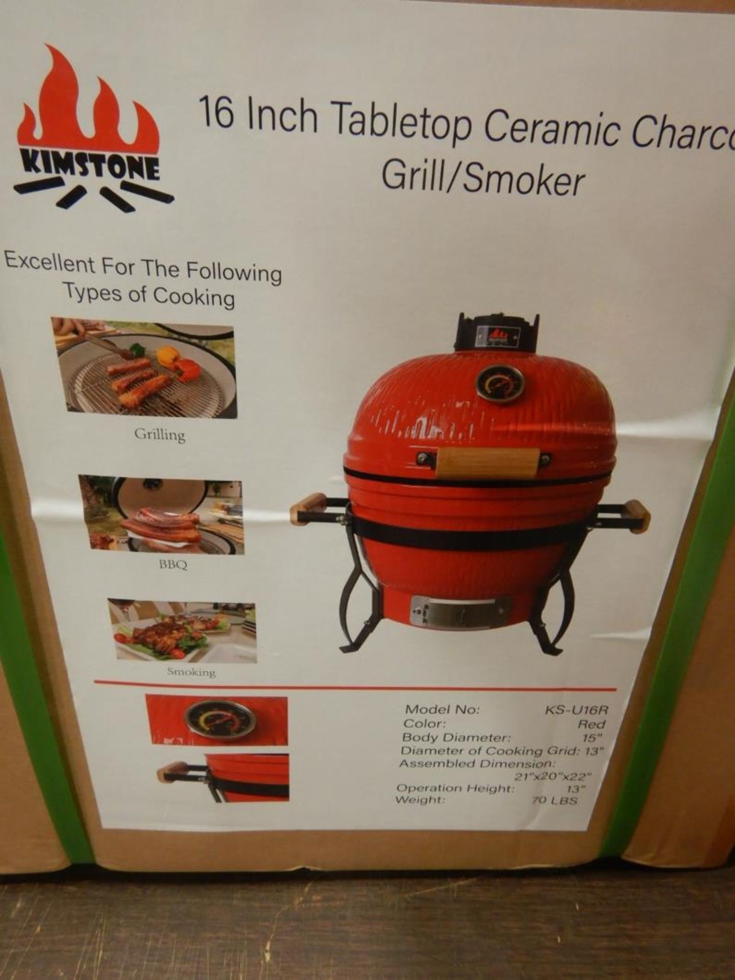 KIMSTONE 16" TABLETOP CHARCOAL GRILL/SMAOKER - Image 2 of 2