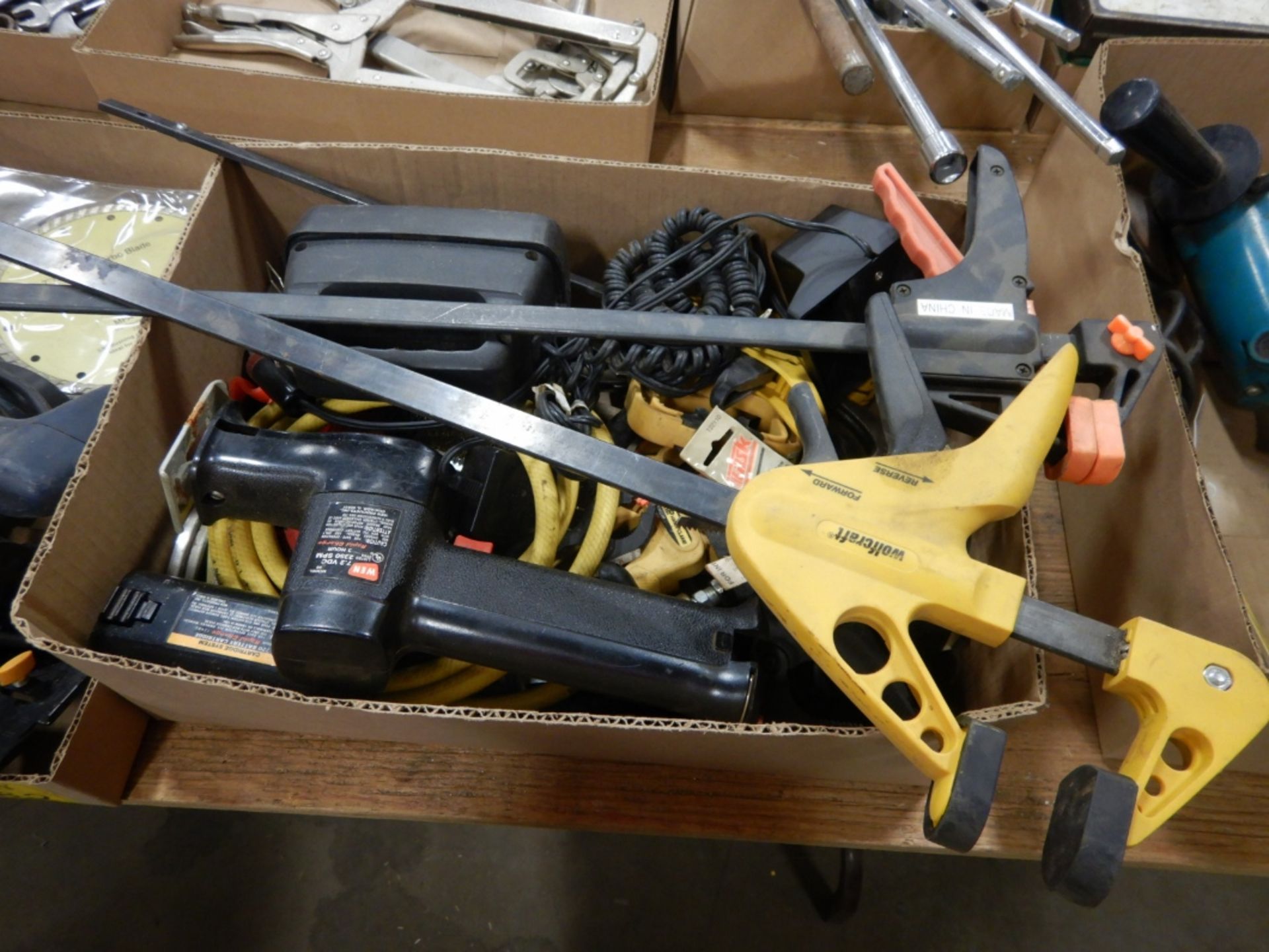 ASSORTED HAND TOOLS, CHALK LINE, TAPE MEASURES, BAR CLAMPS, HAMMER ETC - Image 2 of 2