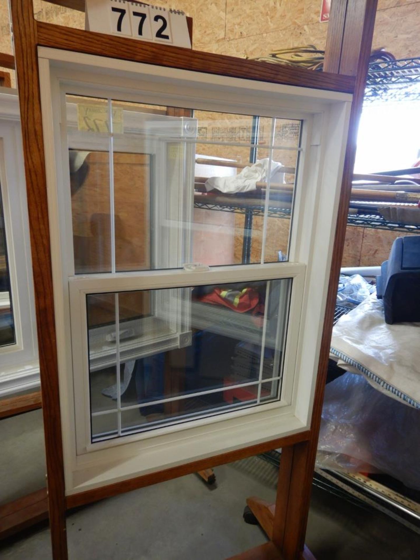 32 X 42" WHITE VINYL WINDOW ASSEMBLY W/ SHOW ROOM MERCHANDISER - Image 3 of 3