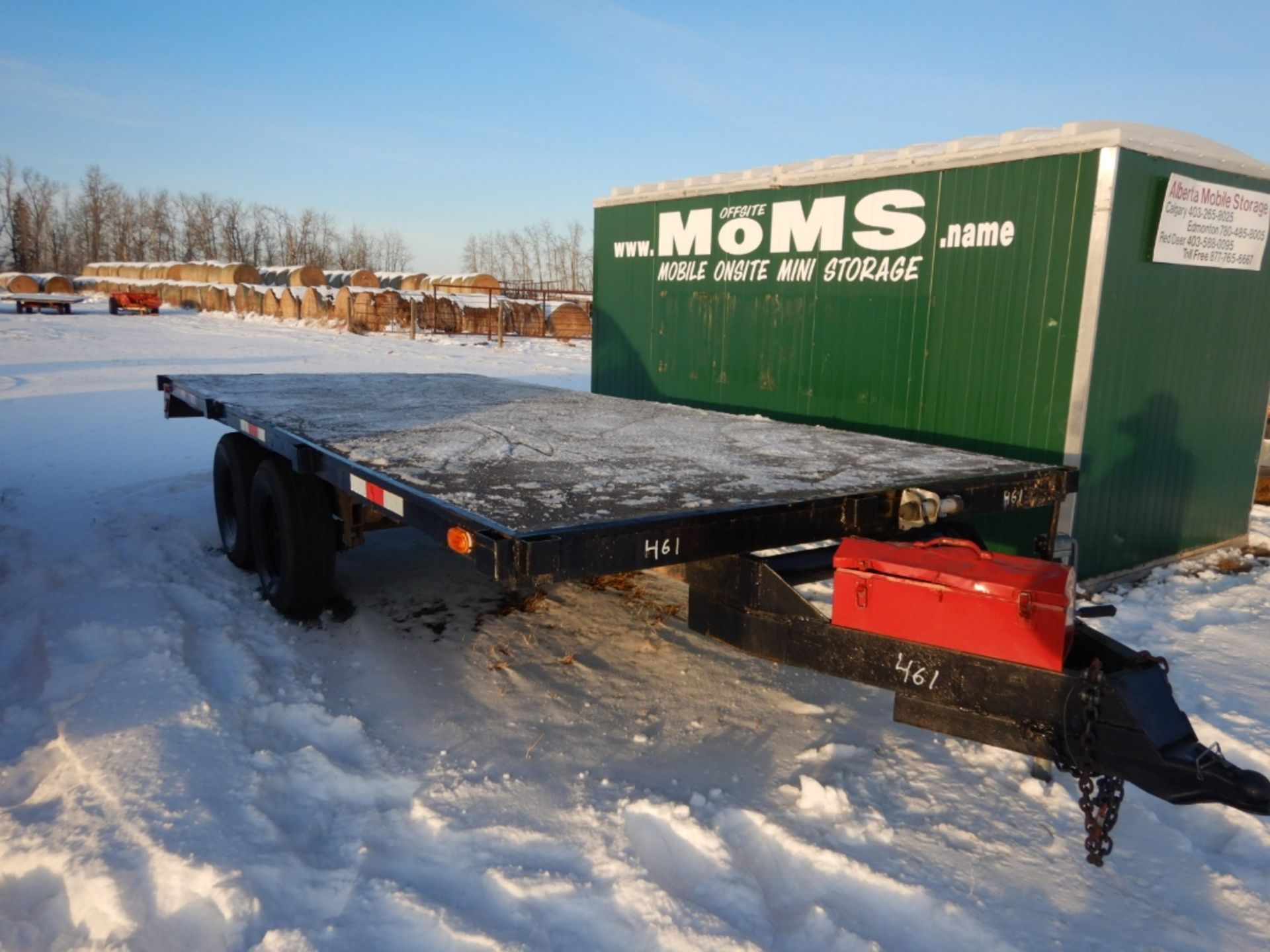 1983 HOME MADE FLAT DECK 7X16 FT T/A TRAILER, S/N T0L280205161, CURRENT CVIP*REGISTERED IN ALBERTA*