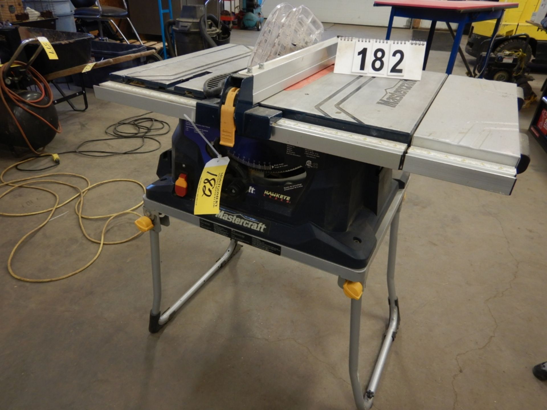 MASTERCRAFT HAWKEYE LAZER 10" TABLE SAW W/SLIDING TABLE & FOLDING STAND