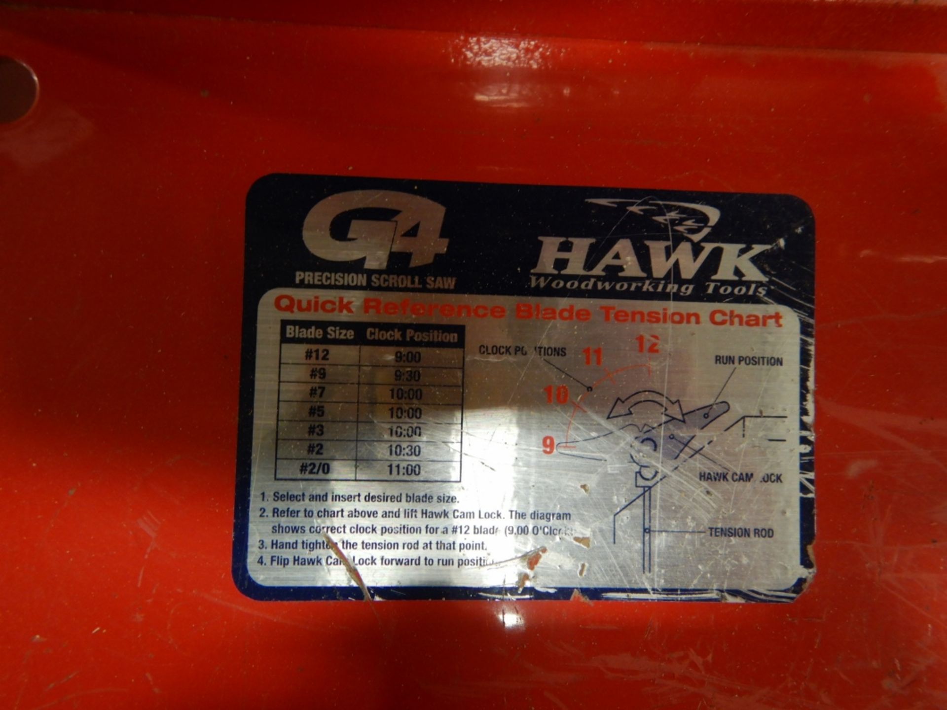 HAWK PRECISION SCROLL SAW, MODEL G426, S/N 3194 - Image 4 of 4