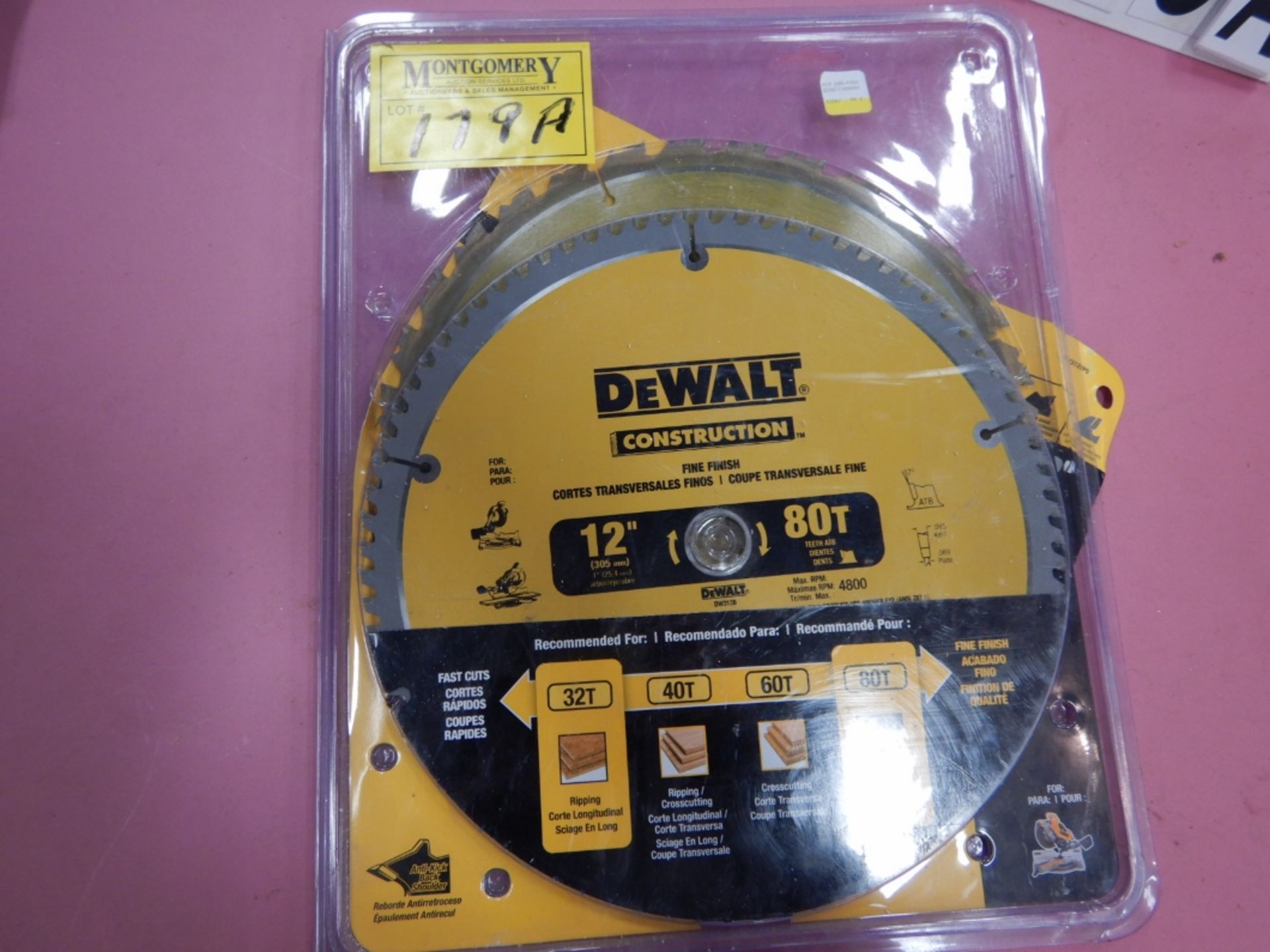 2-DEWALT 12" BLADES FOR MITER SAW (LOT 179) - Bild 2 aus 2