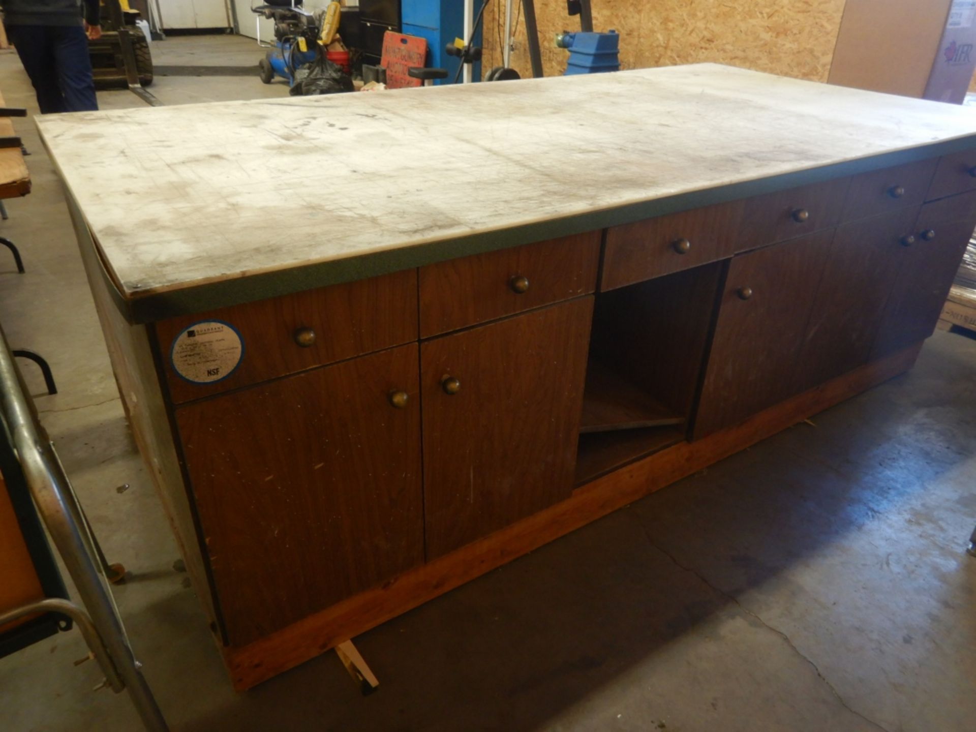 48" X 96" STORAGE CABINET/WORK TABLE COMBINATION W/ CUTTING BOARD TOP - Image 2 of 2