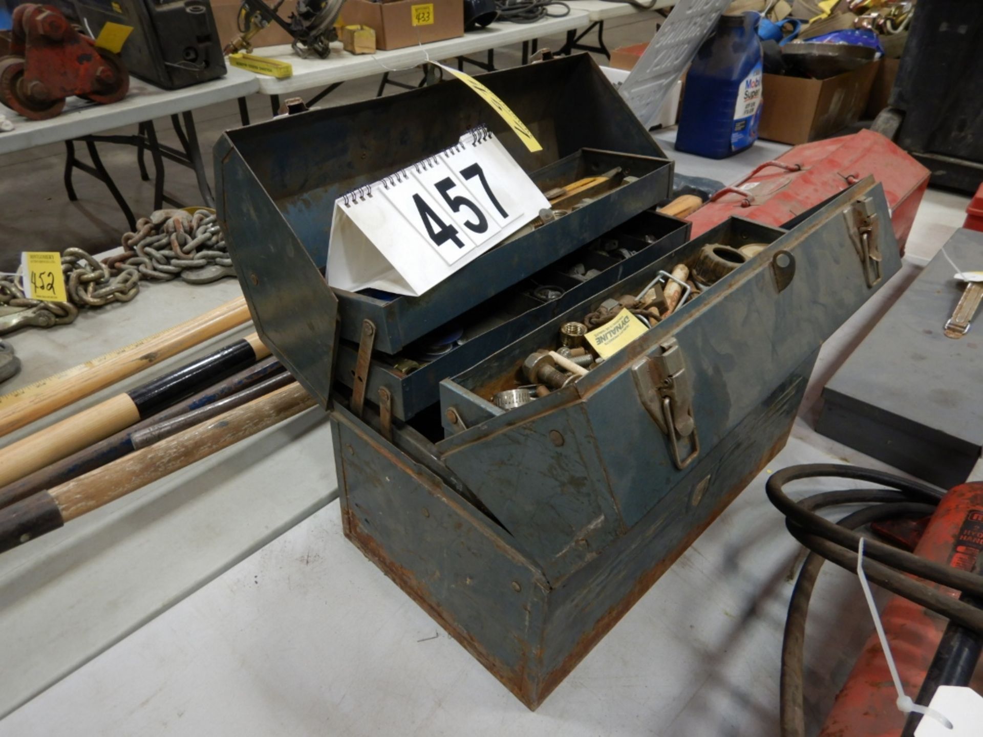 TOOL BOX W/ASSORTED HAND TOOLS & HARDWARE - Image 2 of 4