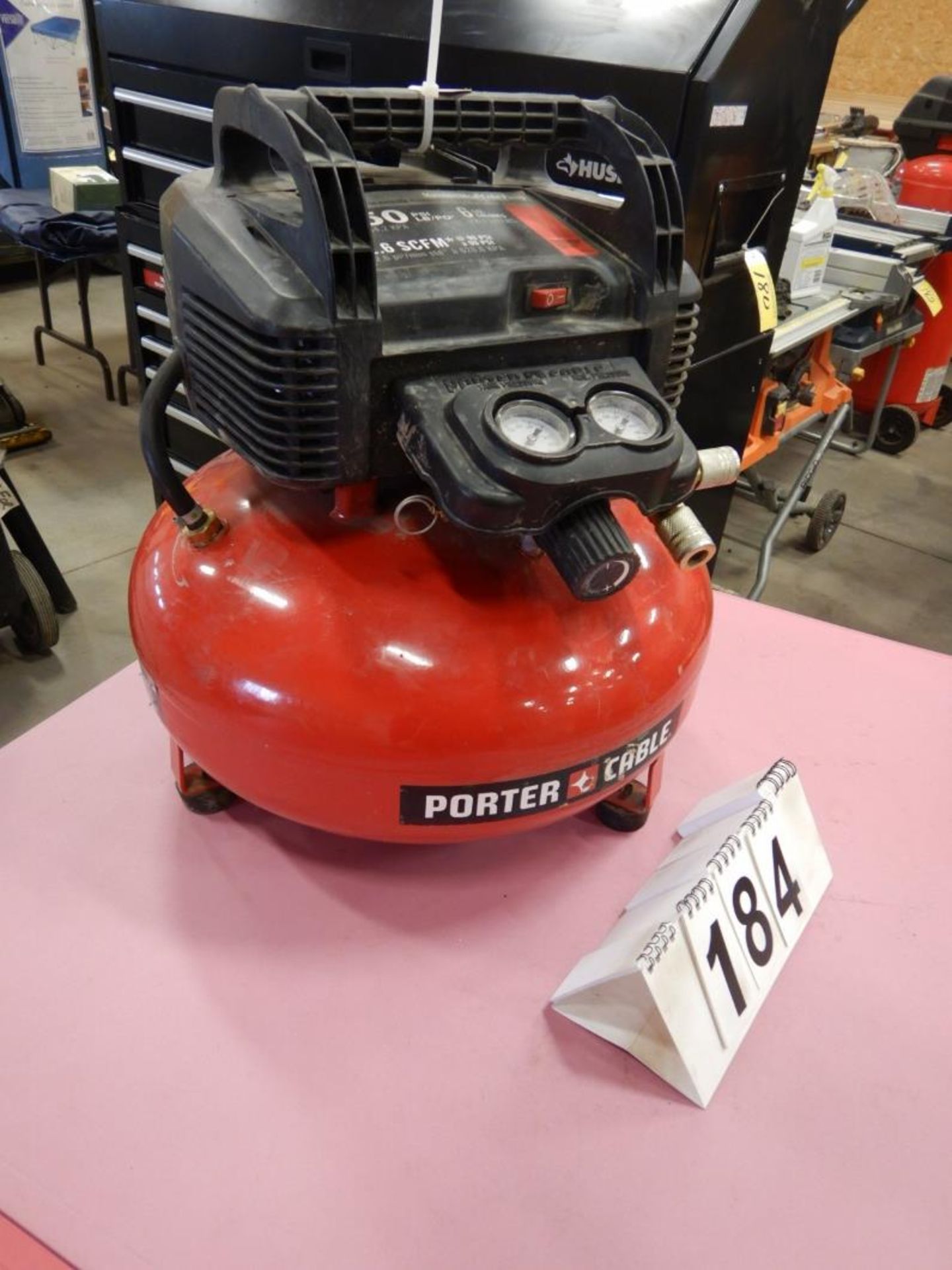 PORTER CABLE PANCAKE JOBSITE AIR COMPRESSOR 150 PSO, 6 GAL, 110V, S/N 2963027856 - Bild 2 aus 4