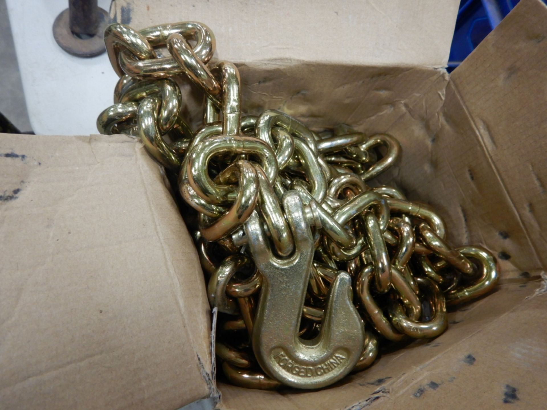 3/8X20FT SCHEDULE 70 CHAIN W/GRAB HOOKS - NEW IN BOX