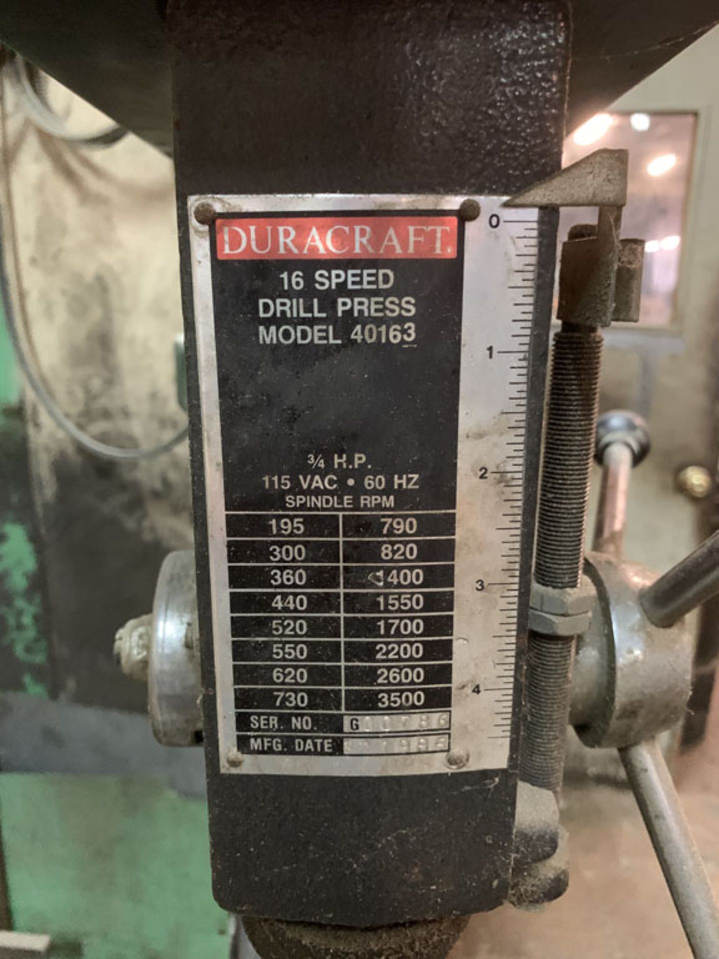 Drill Press, Duracraft Model 40163 16 speed 3/4HP - Image 2 of 2