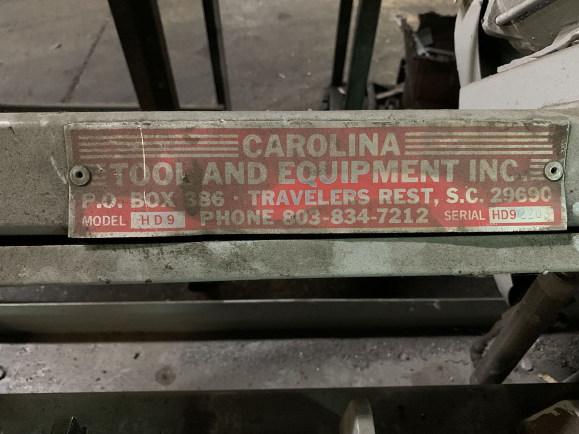 Band Saw, Horizontal Carolina Tool & Equipment Model HD9 SN HD92203 - Image 2 of 2