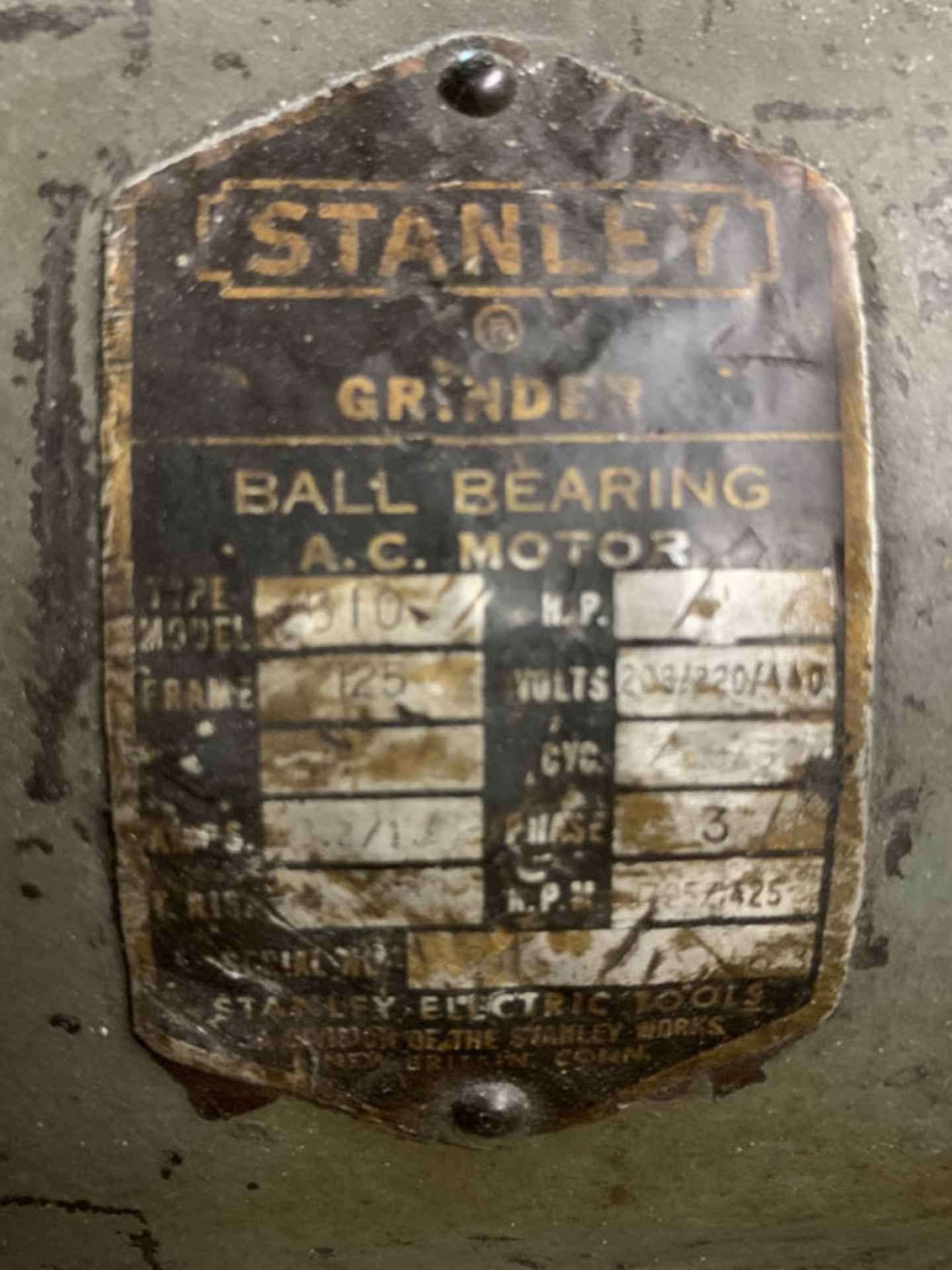 Bench Grinder, Stanley Model 610G, 3 phase - Image 2 of 2