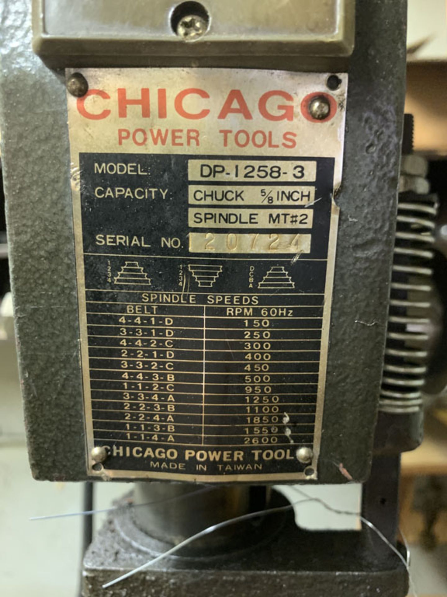 Drill Press, Chicago Model DP-1258-3. SN 120727 - Image 3 of 3