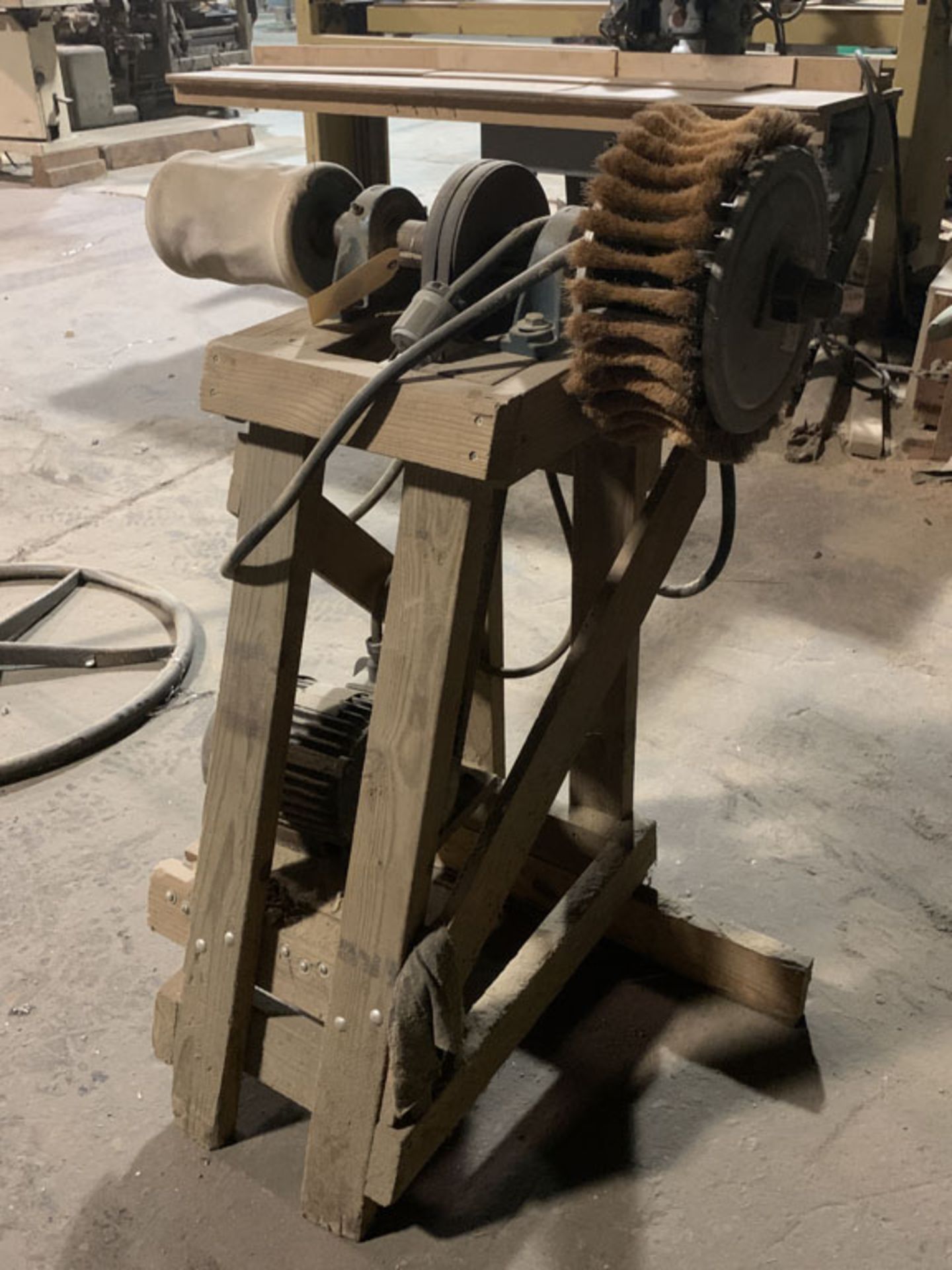 Buffing machine on wooden stand - Image 2 of 2