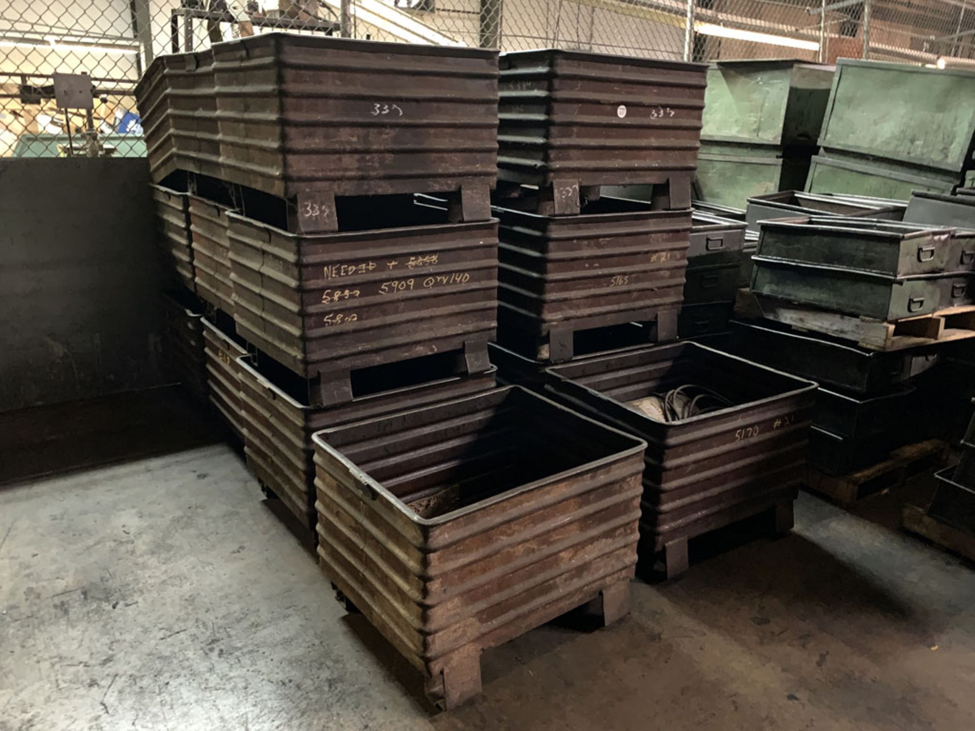 Metal Bins, Ridged Sides, Stackable, 30"WX25"DX21"H (13" D inside)