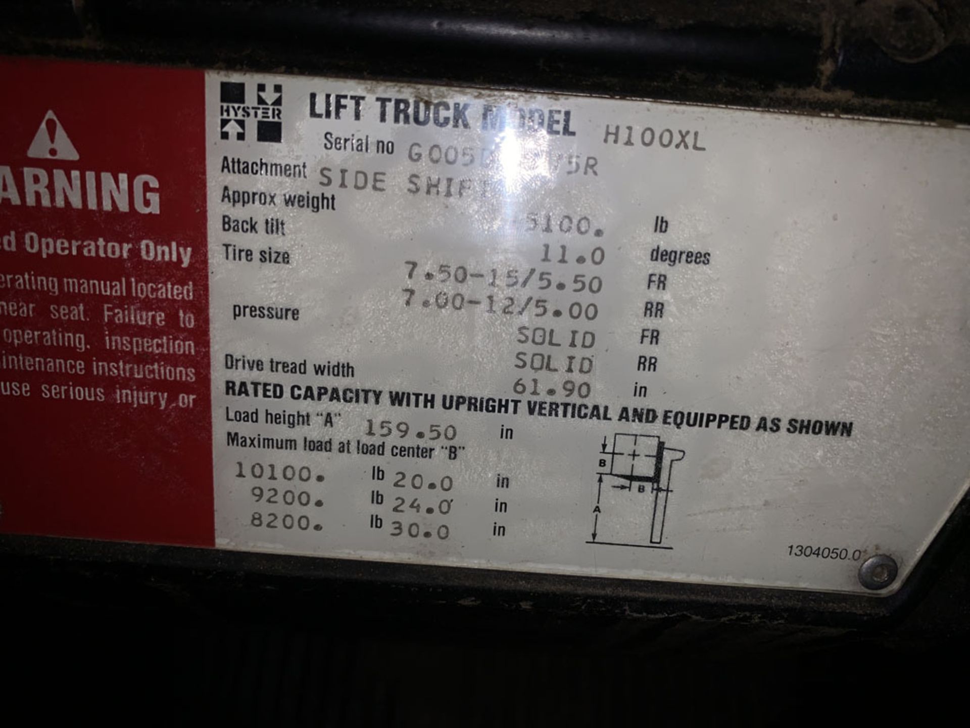 Forklift, Hyster Model H100XL, SN G005D02875R - Image 5 of 7