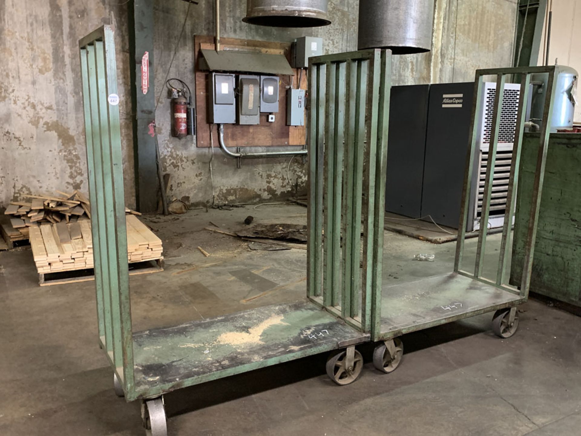 Metal Carts on steel wheels, 51" X 24" X 70"H