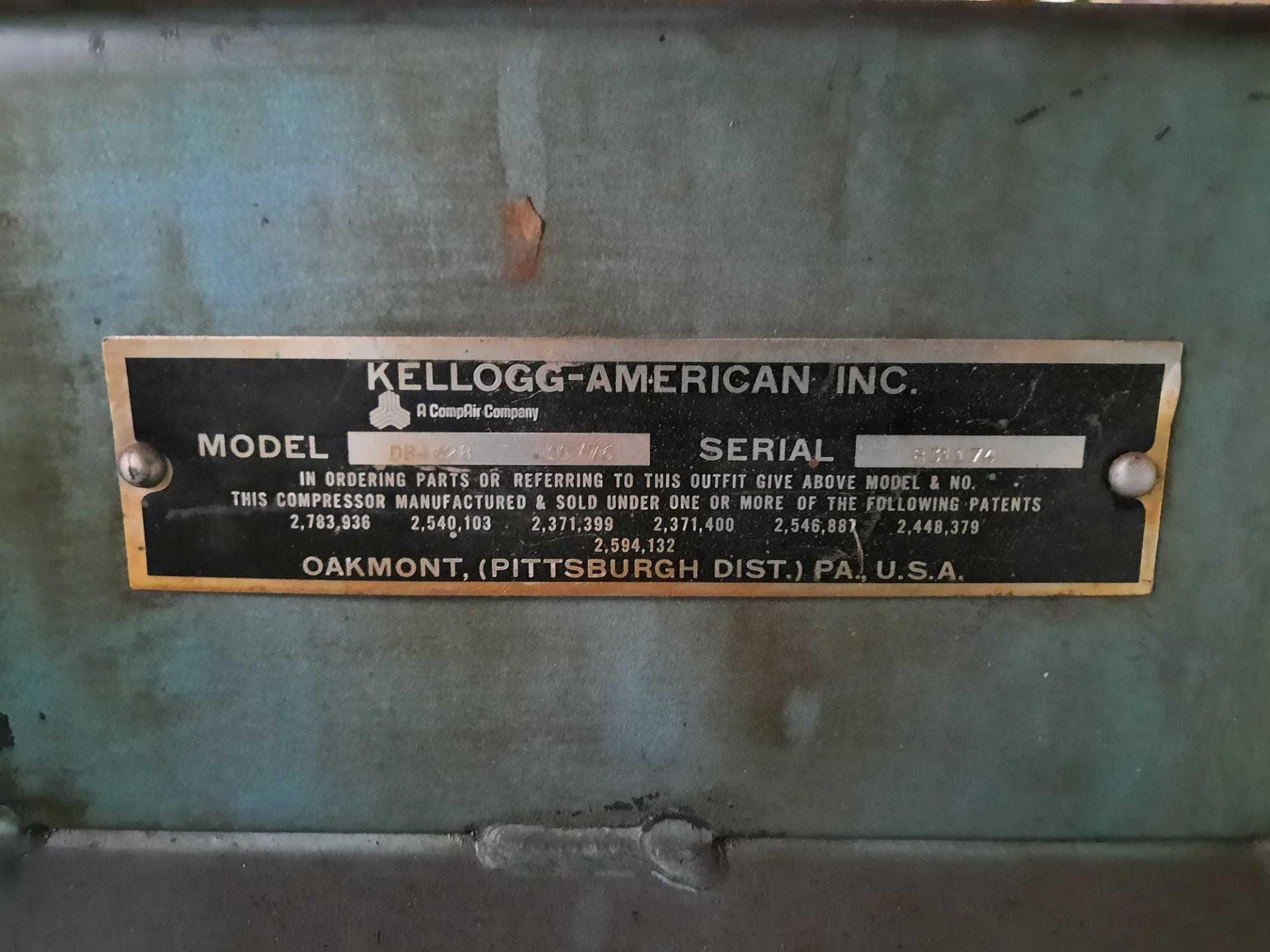 Ingersoll Rand Air Compressor W/ Kellogg American Air Tank - Image 7 of 7