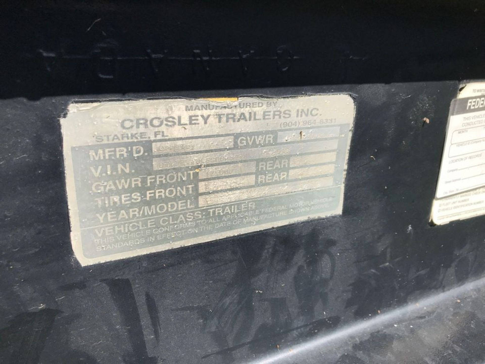 1995 CROSLEY T/A EQUIPMENT TRAILER (CSX Unit# ET9510) - Image 5 of 16