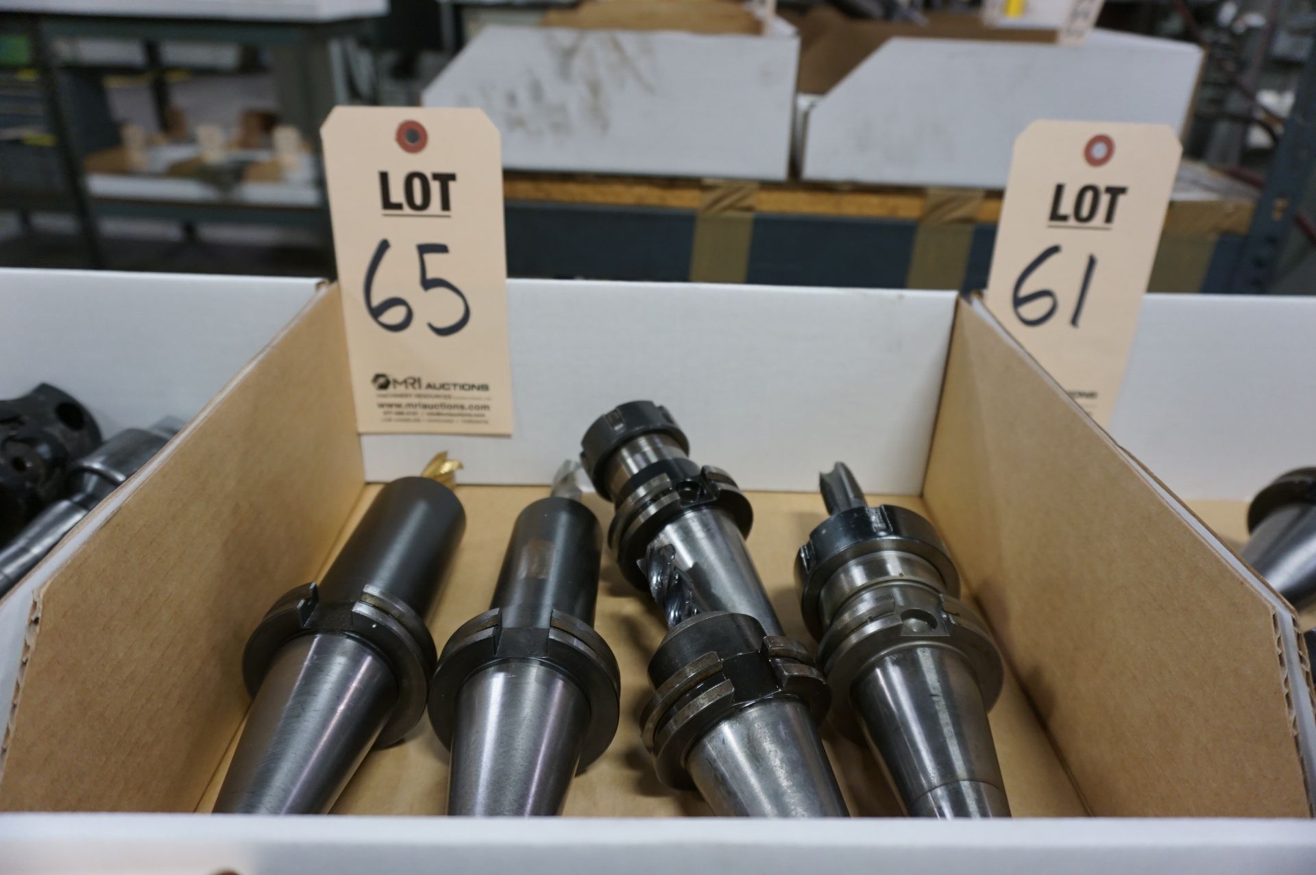 (5) CAT 40 TOOL HOLDERS, W/ MISC. TOOLING