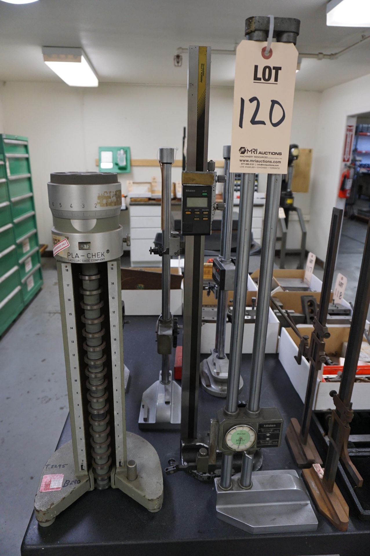 LOT TO INCLUDE: (1) 24" MITUTOYO DIAL HEIGHT GAGE, (1) MITUTOYO DIGITAL HEIGHT GAGE, (1) CADILLAC