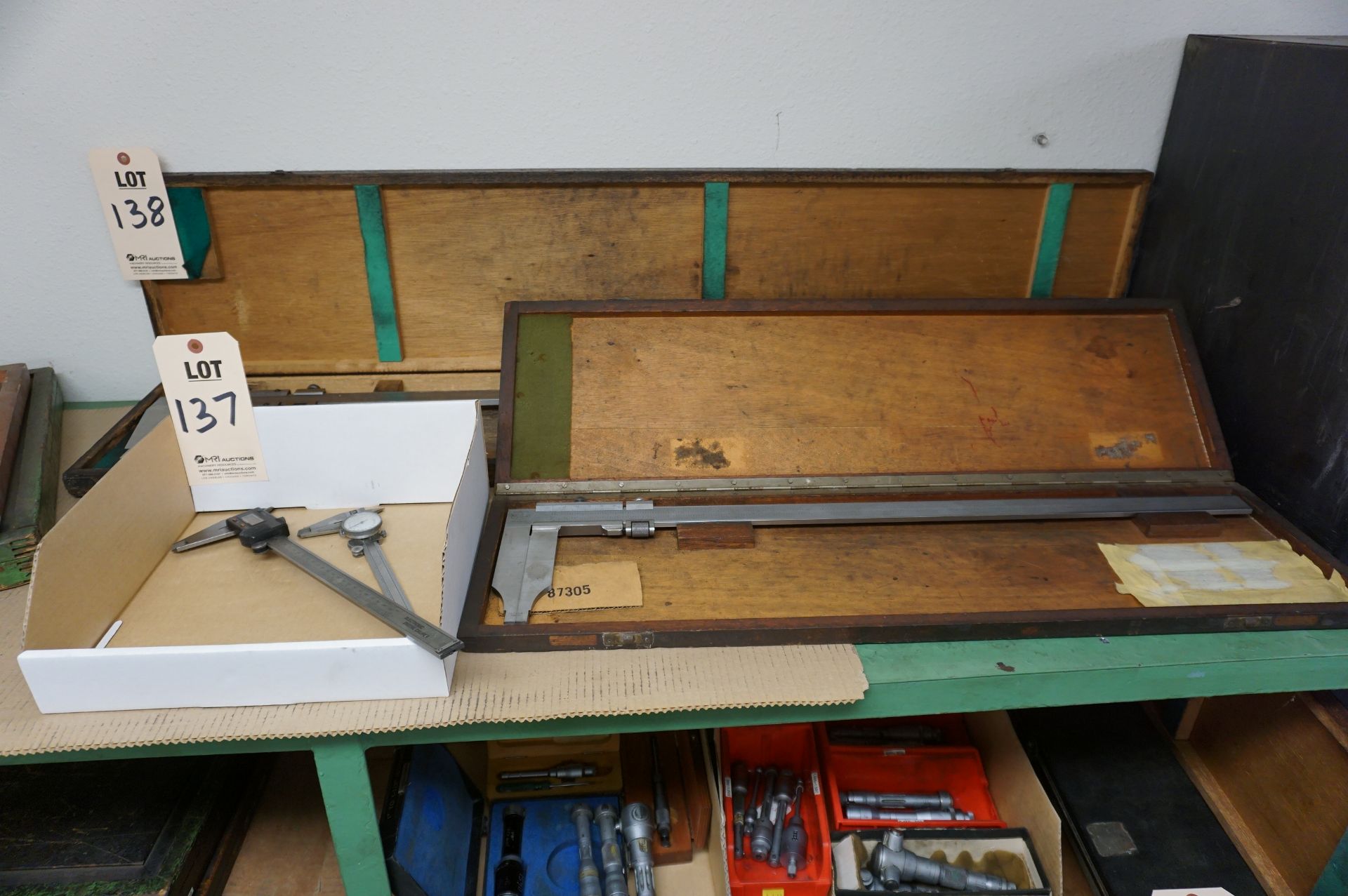 LOT TO INCLUDE: (1) 18" VERNIER CALIPER, (2) 12" DIAL CALIPERS