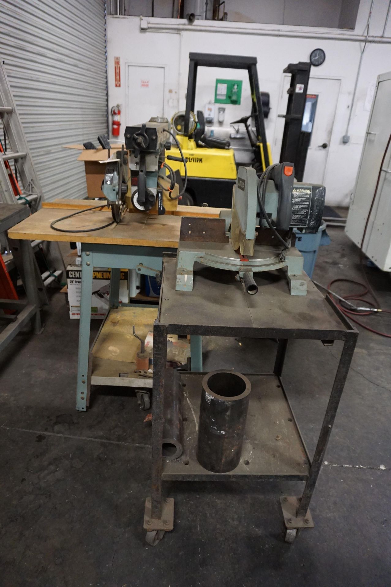 LOT TO INCLUDE: DELTA MODEL 10 RADIAL ARM TABLE SAW, DELTA 10" MITER SAW MODEL 34-080