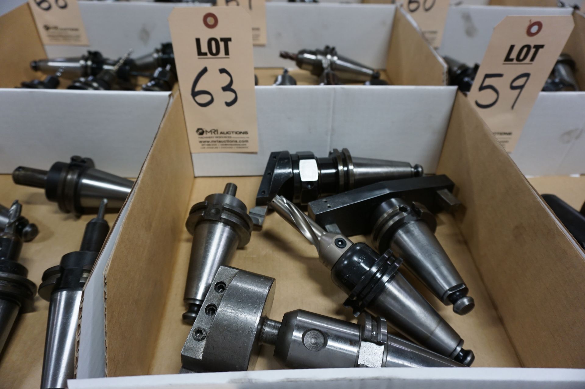 (5) CAT 40 TOOL HOLDERS, W/ MISC. TOOLING