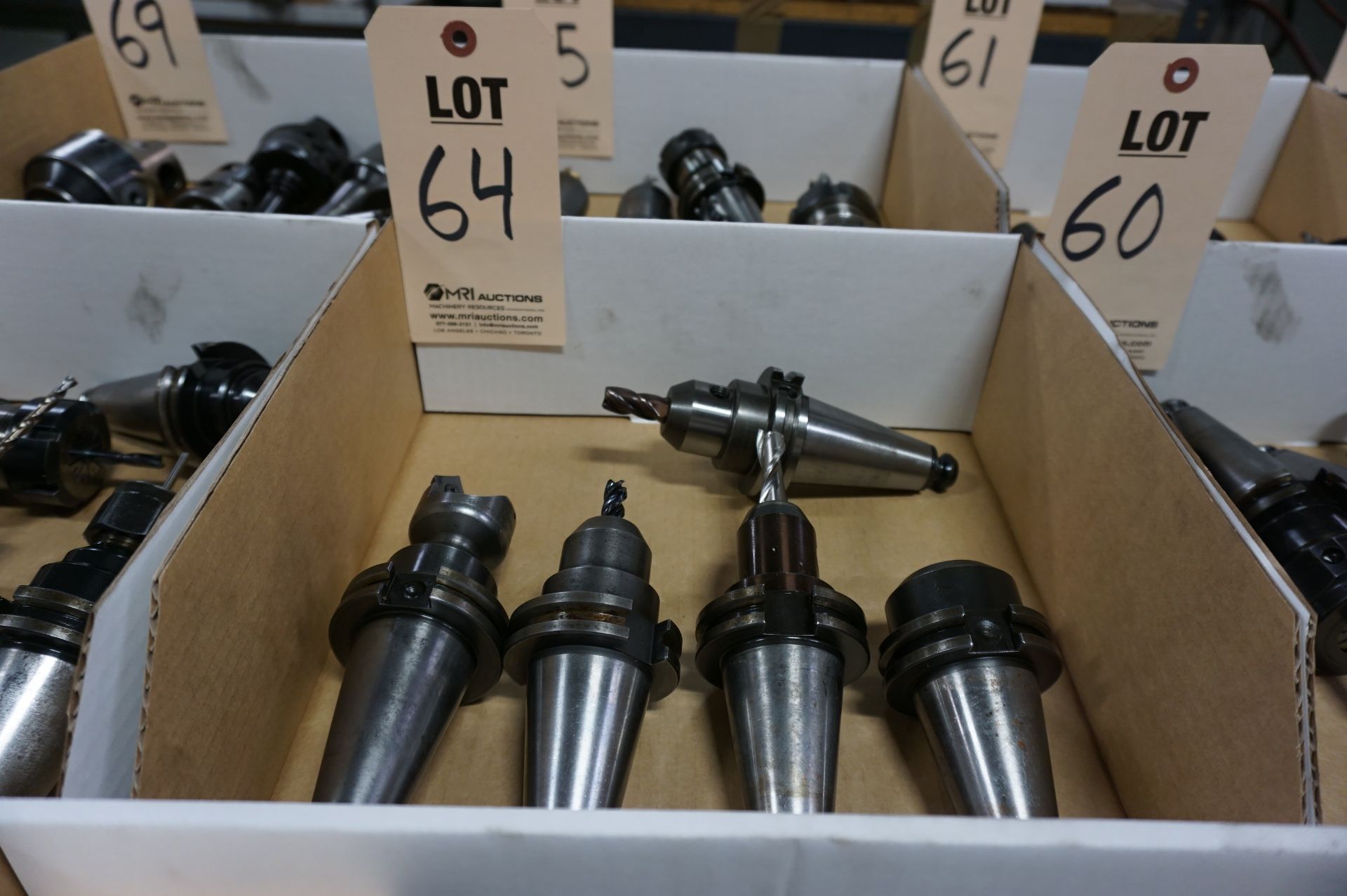 (5) CAT 40 TOOL HOLDERS, W/ MISC. TOOLING