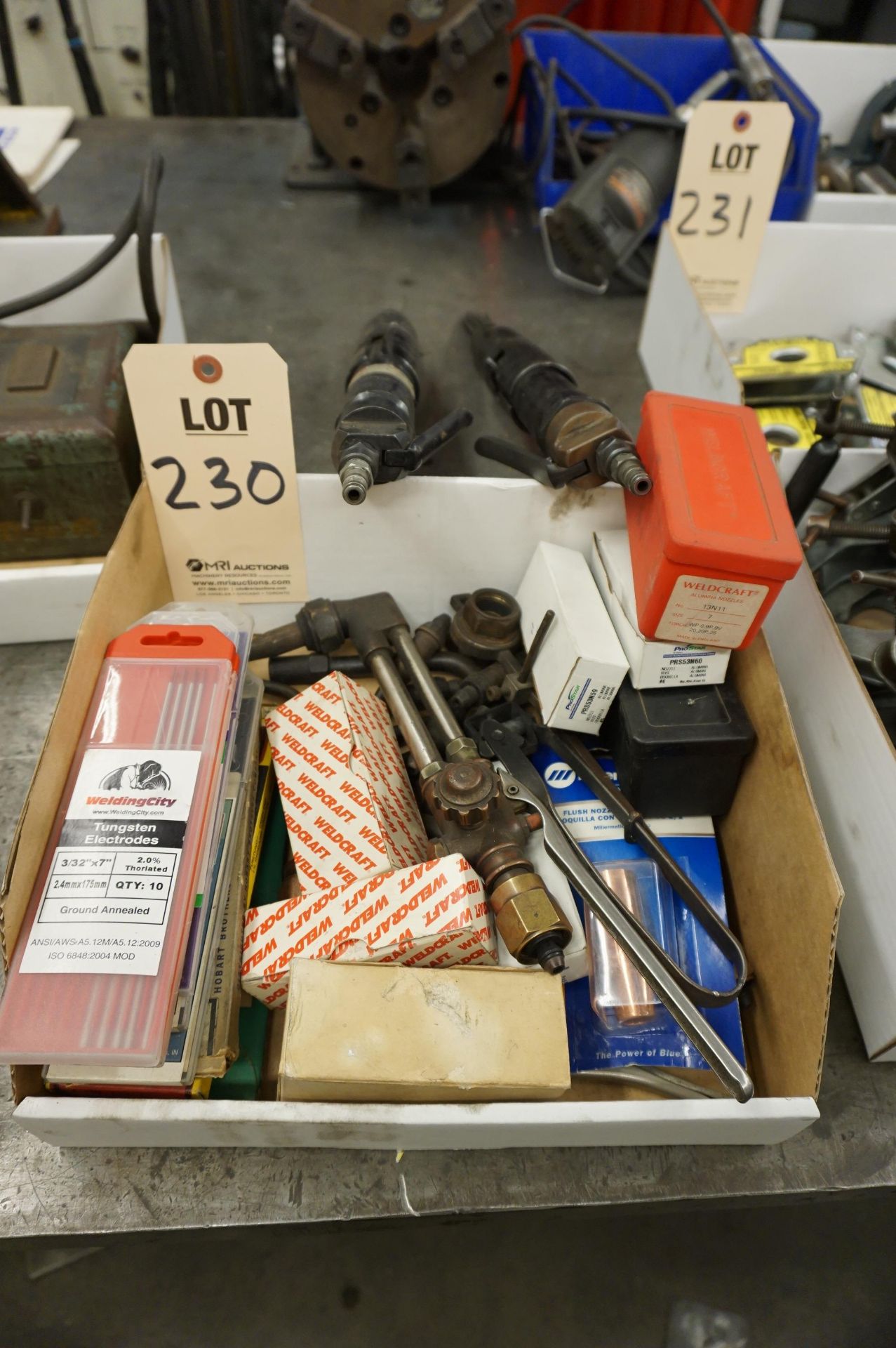 MISC. (2) PNEUMATIC NEEDLE SCALERS, WELDING GUNS, ELECTRODES, AND NOZZLES