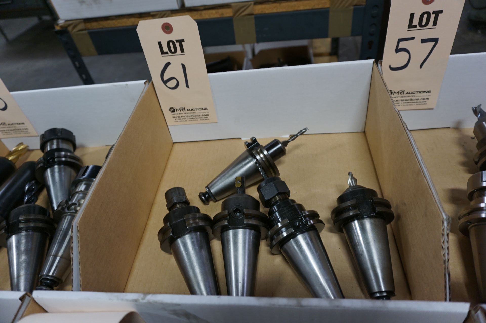 (5) CAT 40 TOOL HOLDERS, W/ MISC. TOOLING