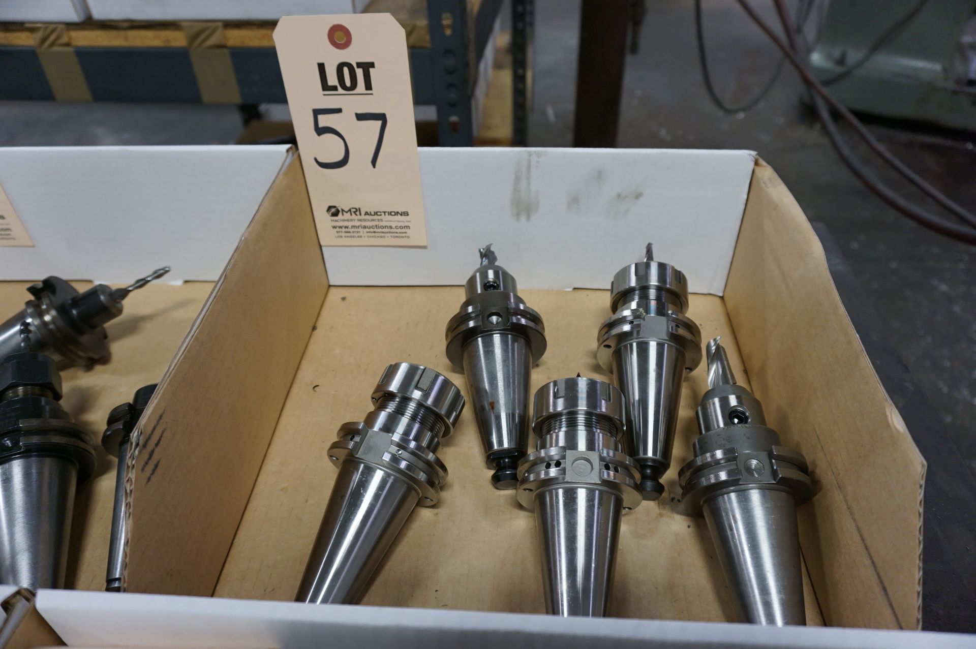 (5) CAT 40 TOOL HOLDERS, W/ MISC. ATTACHMENTS TOOLING