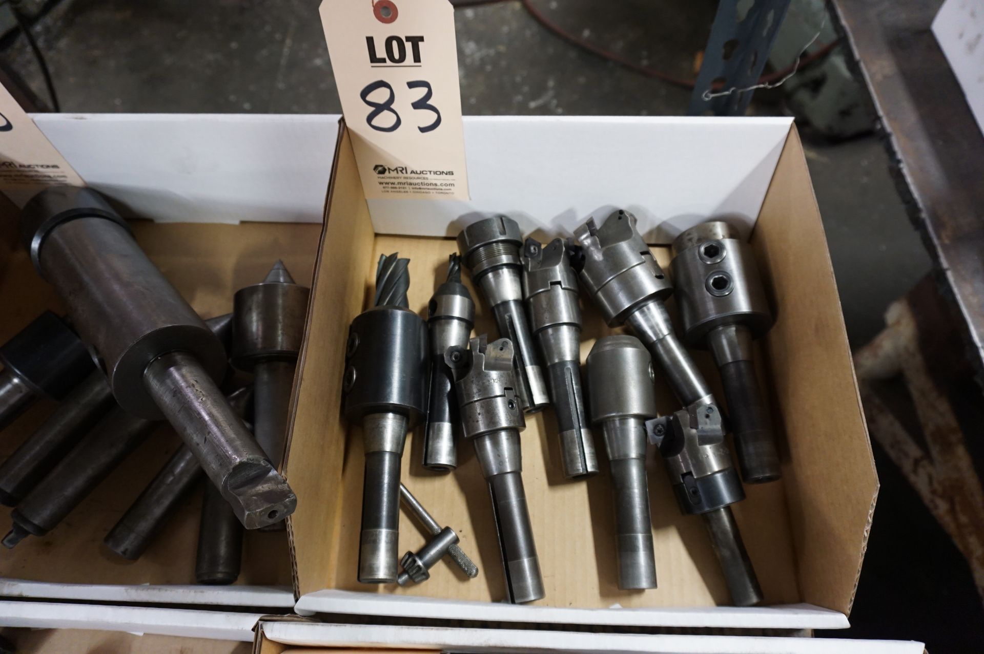 R8 MILL TOOL HOLDERS WITH BORING HEAD ATTACHMENTS AND MISC. TOOLING - Image 2 of 2