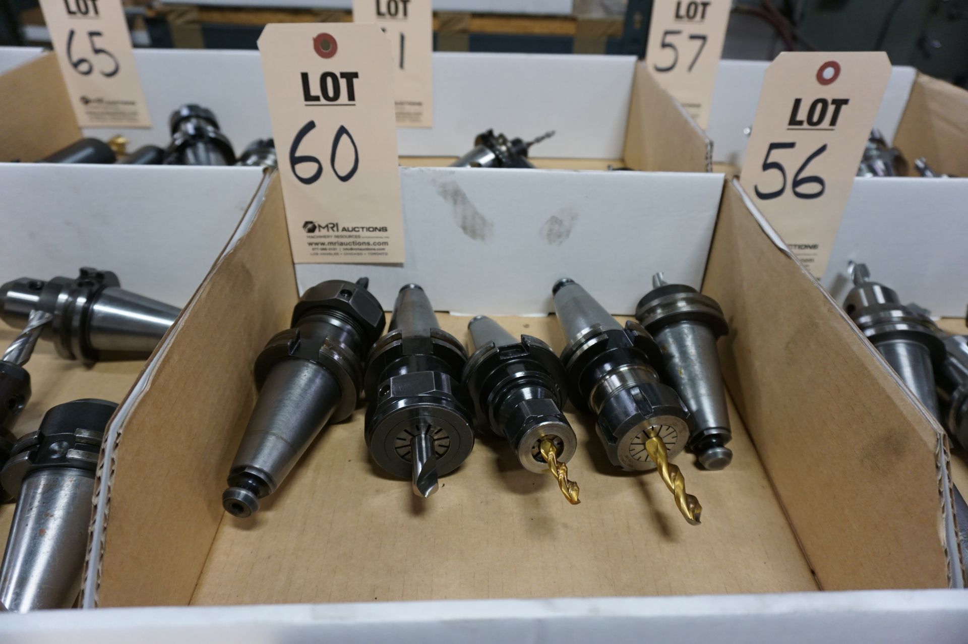 (5) CAT 40 TOOL HOLDERS, W/ MISC. TOOLING
