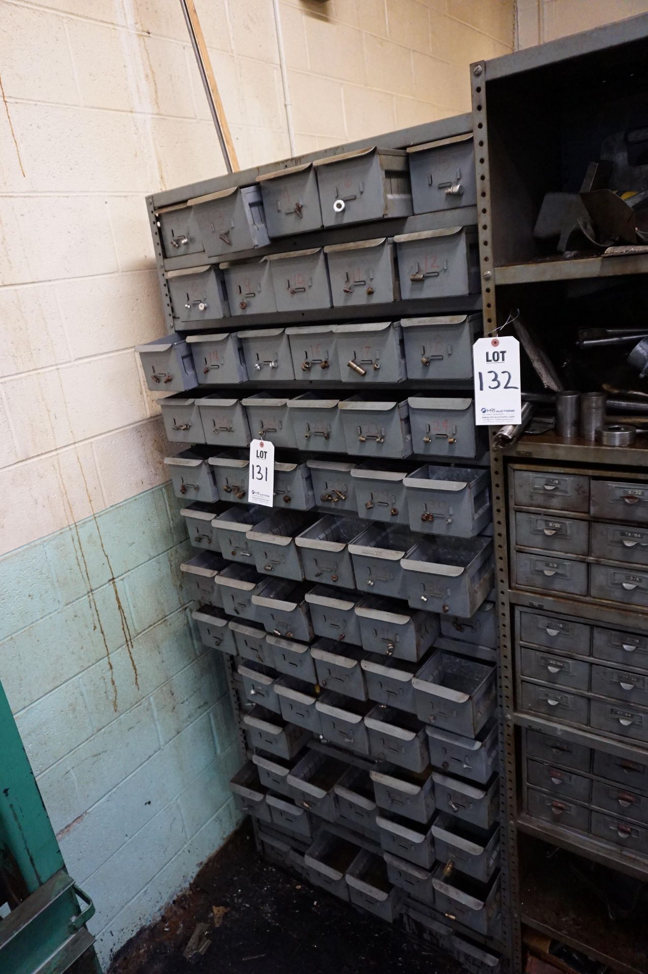 LOT TO INCLUDE: (2) STEEL SHOP CABINETS WITH MISC. HARDWARE - SHAVES, PINS, ROLLS, CLAMPS, BUS BARS, - Image 3 of 24