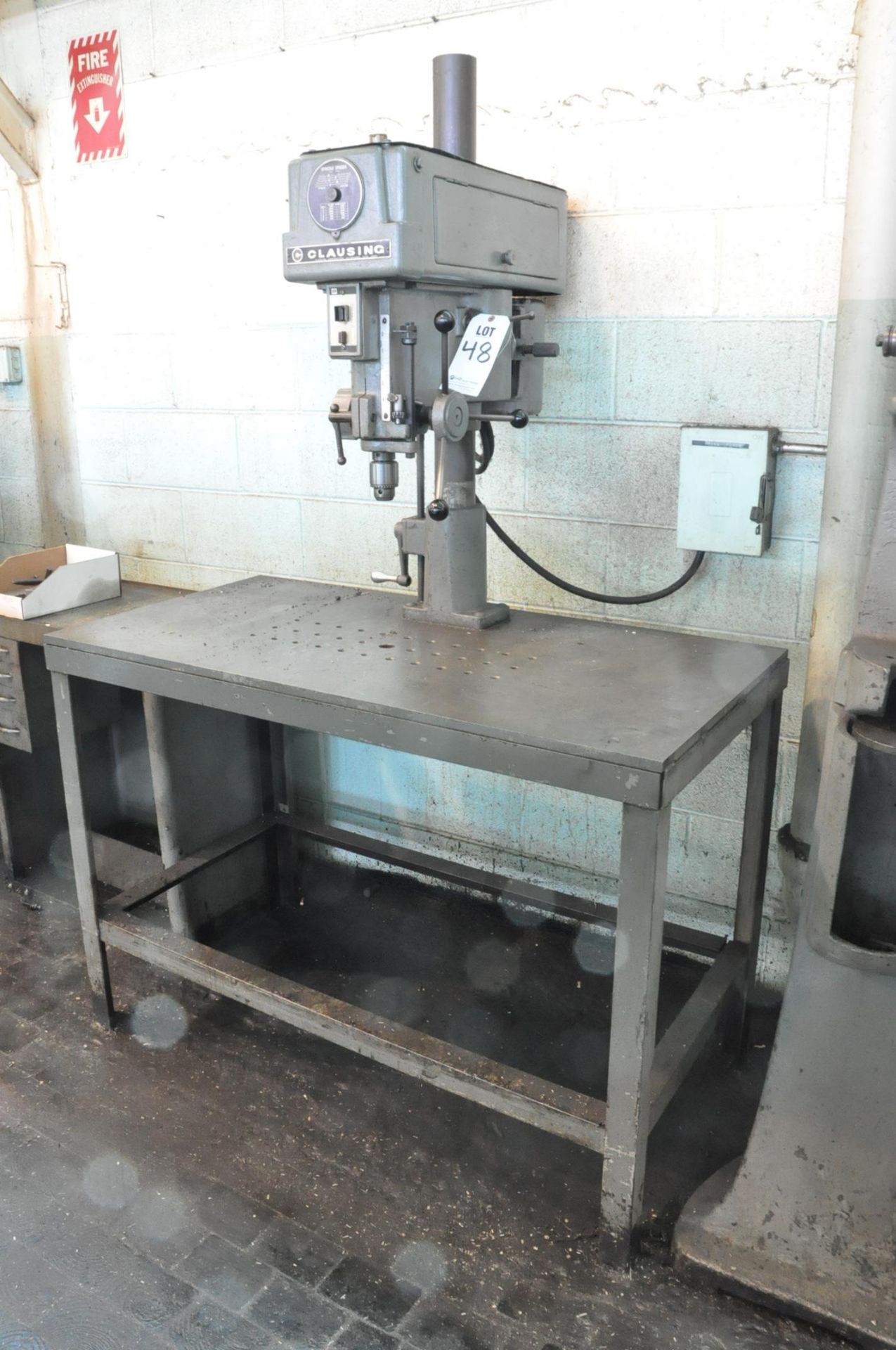 CLAUSING MODEL 1634 15” TABLE TYPE DRILL PRESS, S/N 122212, 48” X 24” TABLE, ¾ HP MOTOR, WITH