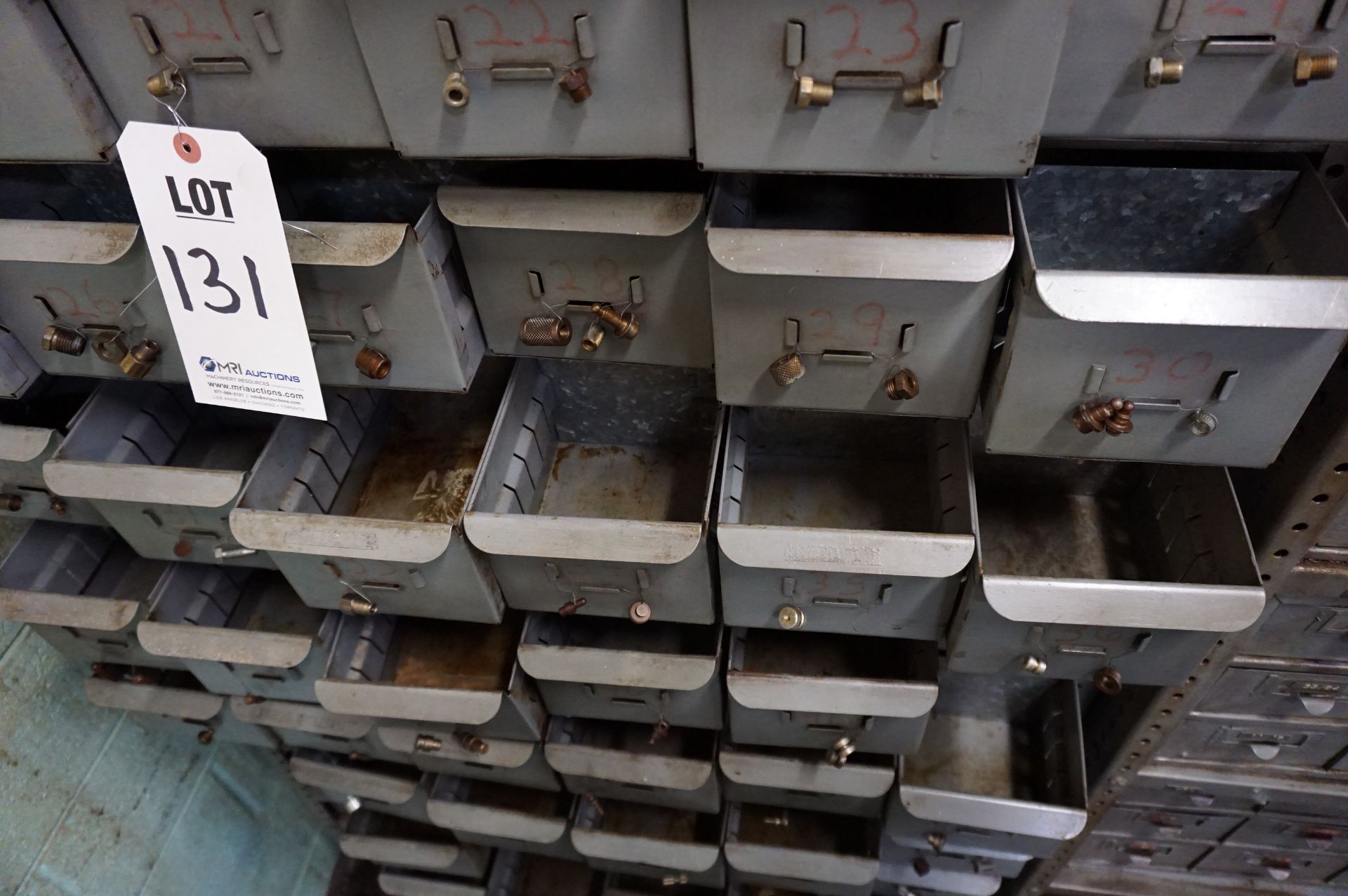LOT TO INCLUDE: (2) STEEL SHOP CABINETS WITH MISC. HARDWARE - SHAVES, PINS, ROLLS, CLAMPS, BUS BARS, - Image 4 of 24