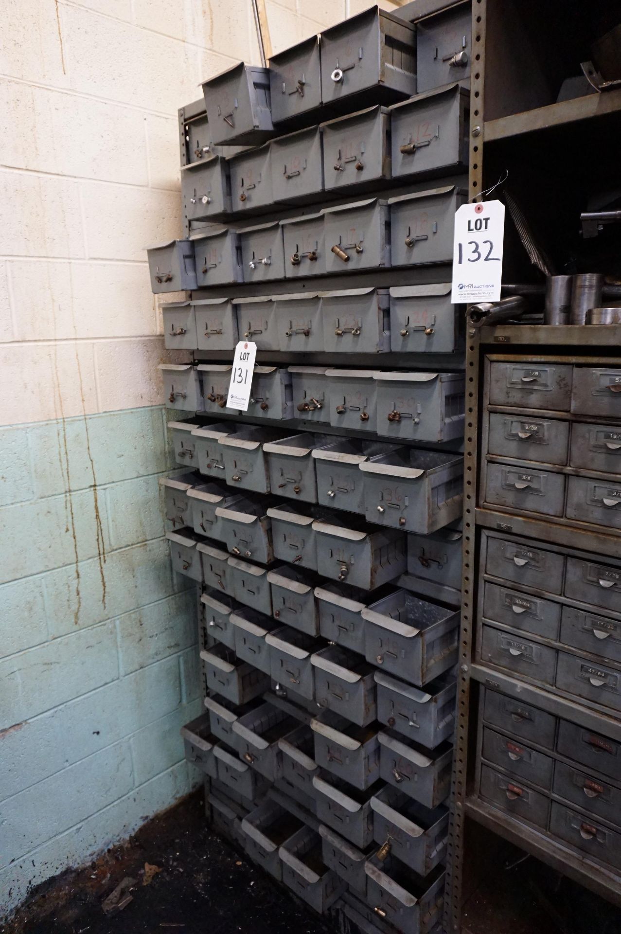 LOT TO INCLUDE: (2) STEEL SHOP CABINETS WITH MISC. HARDWARE - SHAVES, PINS, ROLLS, CLAMPS, BUS BARS, - Image 2 of 24