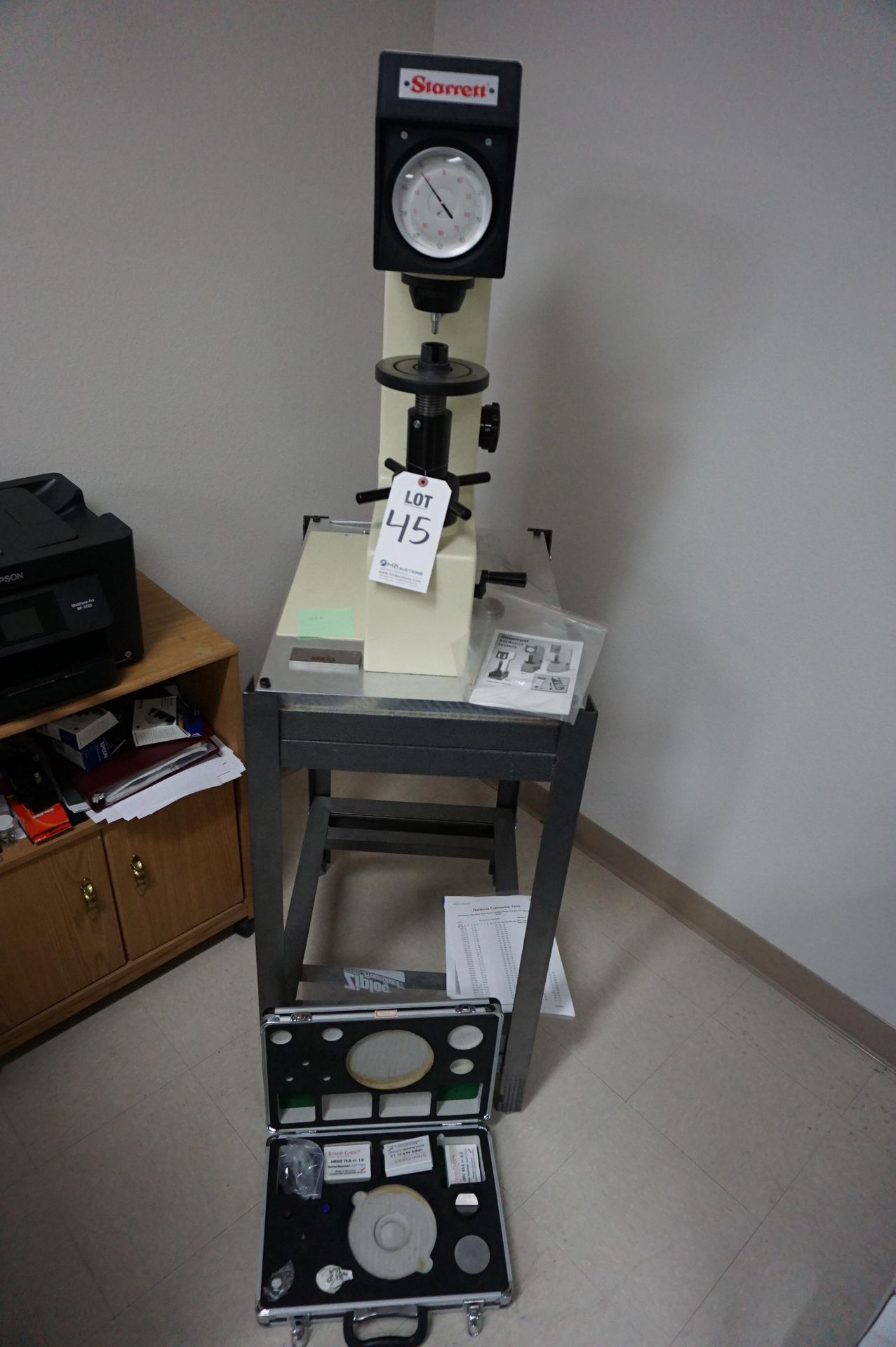 2005 STARRETT ANALOG HARDNESS TESTER, MODEL 3814, S/N 7328, WITH STARR CHEK HARDNESS TEST BLOCKS AND