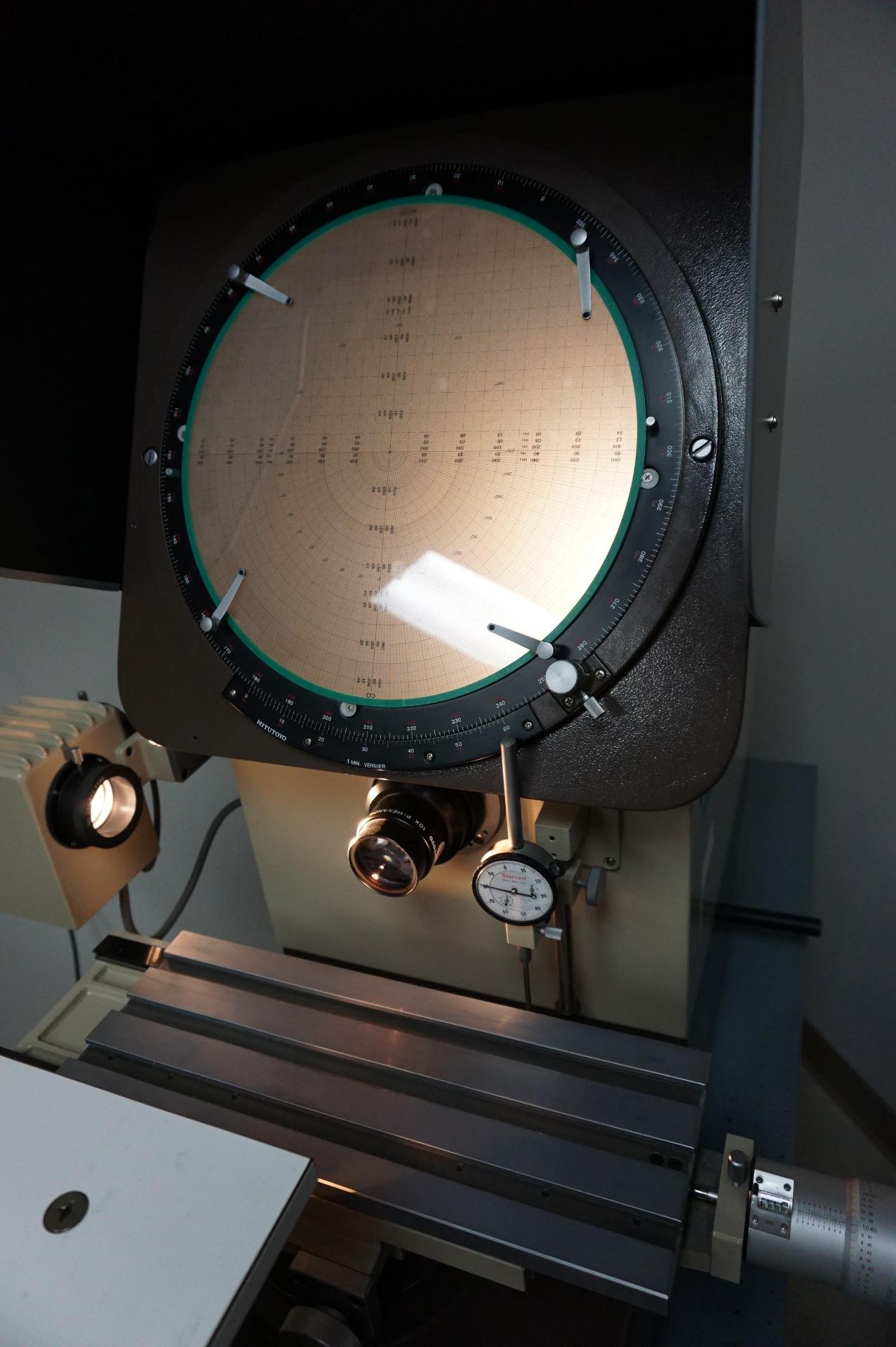 MITUTOYO OPTICAL COMPARATOR, MODEL PH 350, S/N 70234, TO INCLUDE: CABINET WITH ATTACHMENTS, TOOLS, - Image 2 of 9