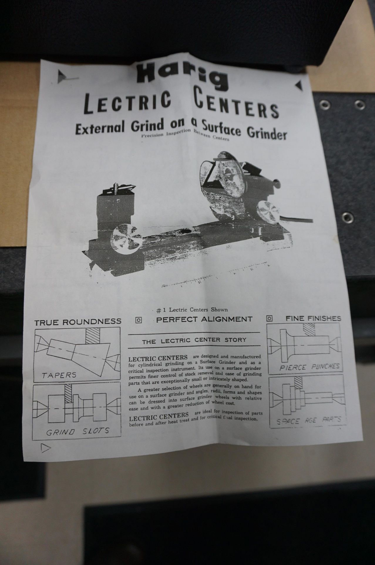 HARIG LECTRIC CENTER PRECISION SURFACE GRINDING ATTACHMENT, INSPECTION GRADE - Image 4 of 4