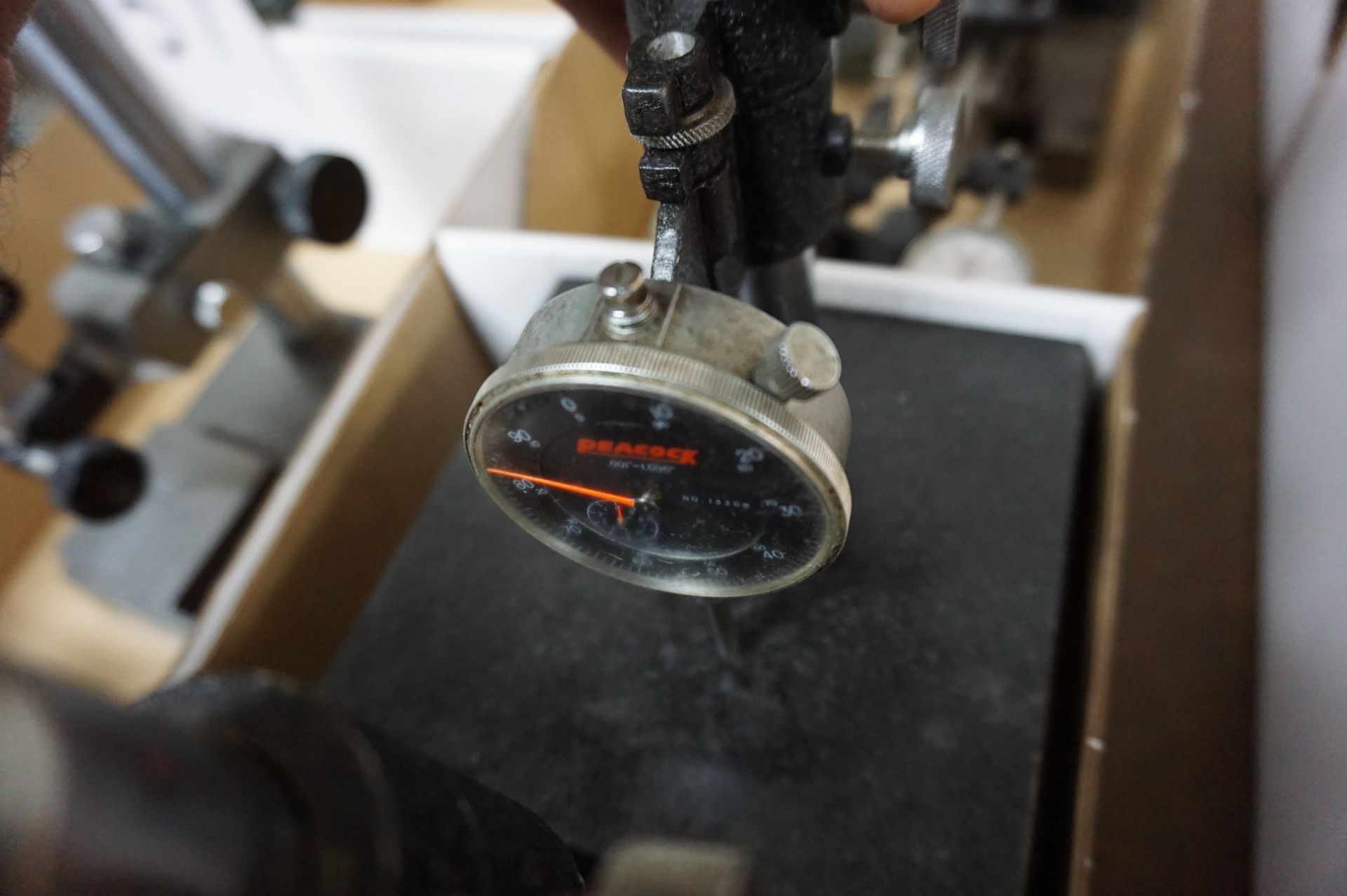 (2) GRANITE STANDS, 2" X 2", WITH PHASE 2 AND PEACOCK VERTICAL DIAL INDICATORS - Image 4 of 4