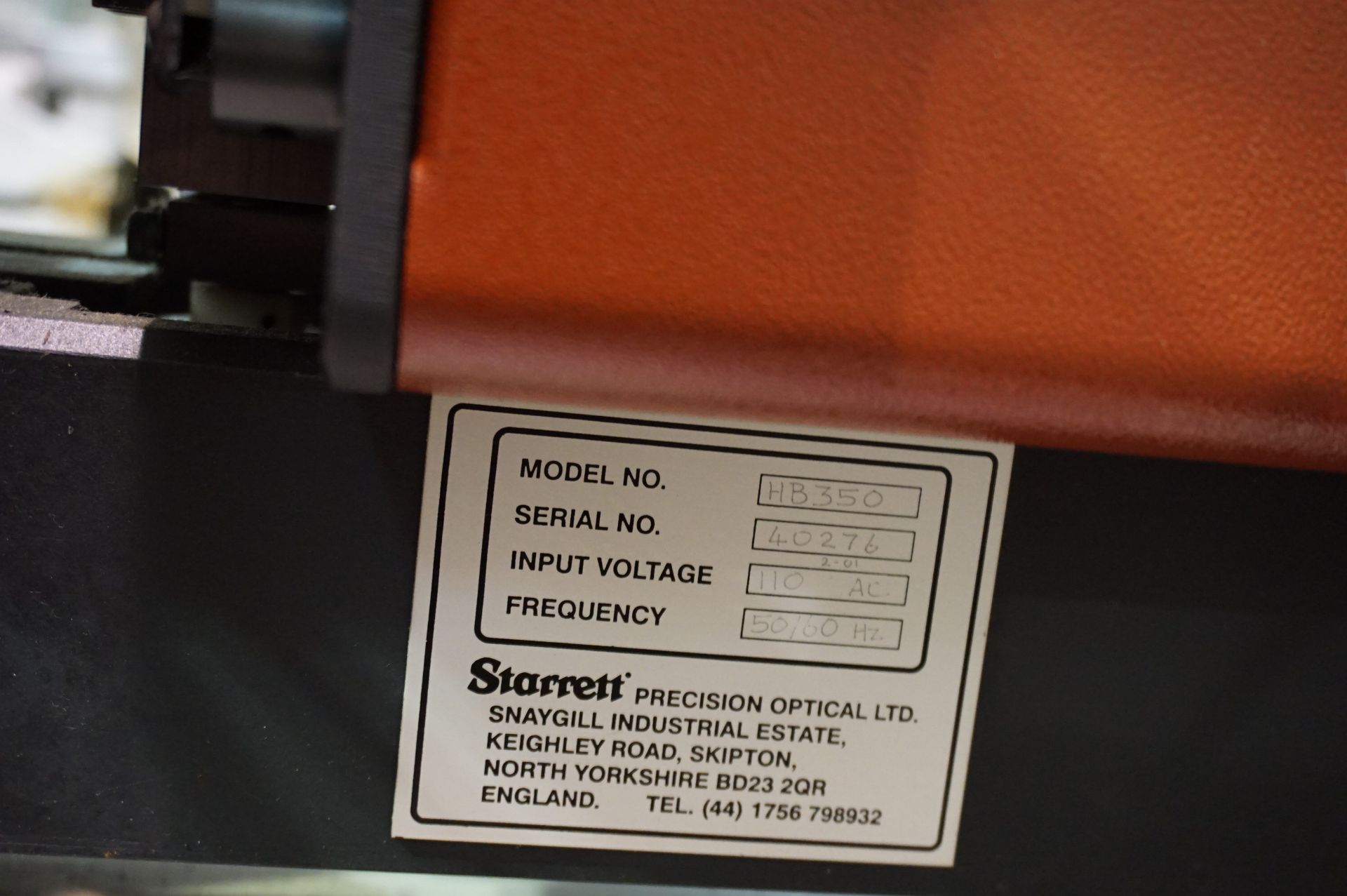 STARRETT OPTICAL COMPARATOR, MODEL HE 350, S/N 40276, NEWALL TOPAZ DRO, STARRETT 10X LENS, SPARE 10X - Image 5 of 9