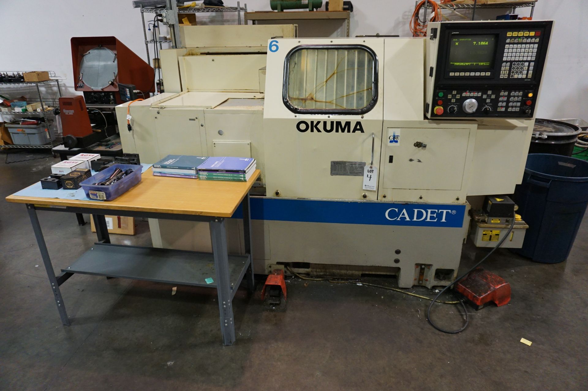 1995 OKUMA CADET LNC8 CNC TURNING CENTER, S/N D364, WITH OKUMA OSP5020L CONTROL, TO INCLUDE: TABLE