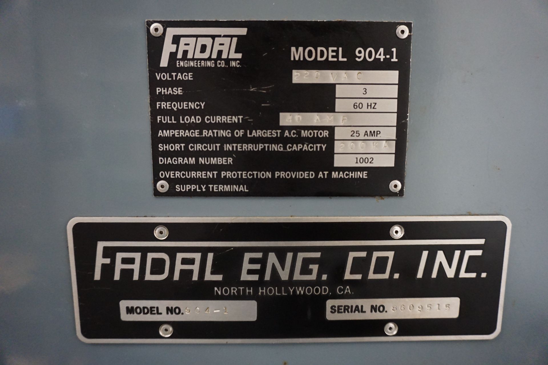 1986 FADAL VMC-4020 CNC VERTICAL MACHINING CENTER, MODEL 904-1, S/N 8609515, FADAL CNC 88 CONTROL, - Image 13 of 15