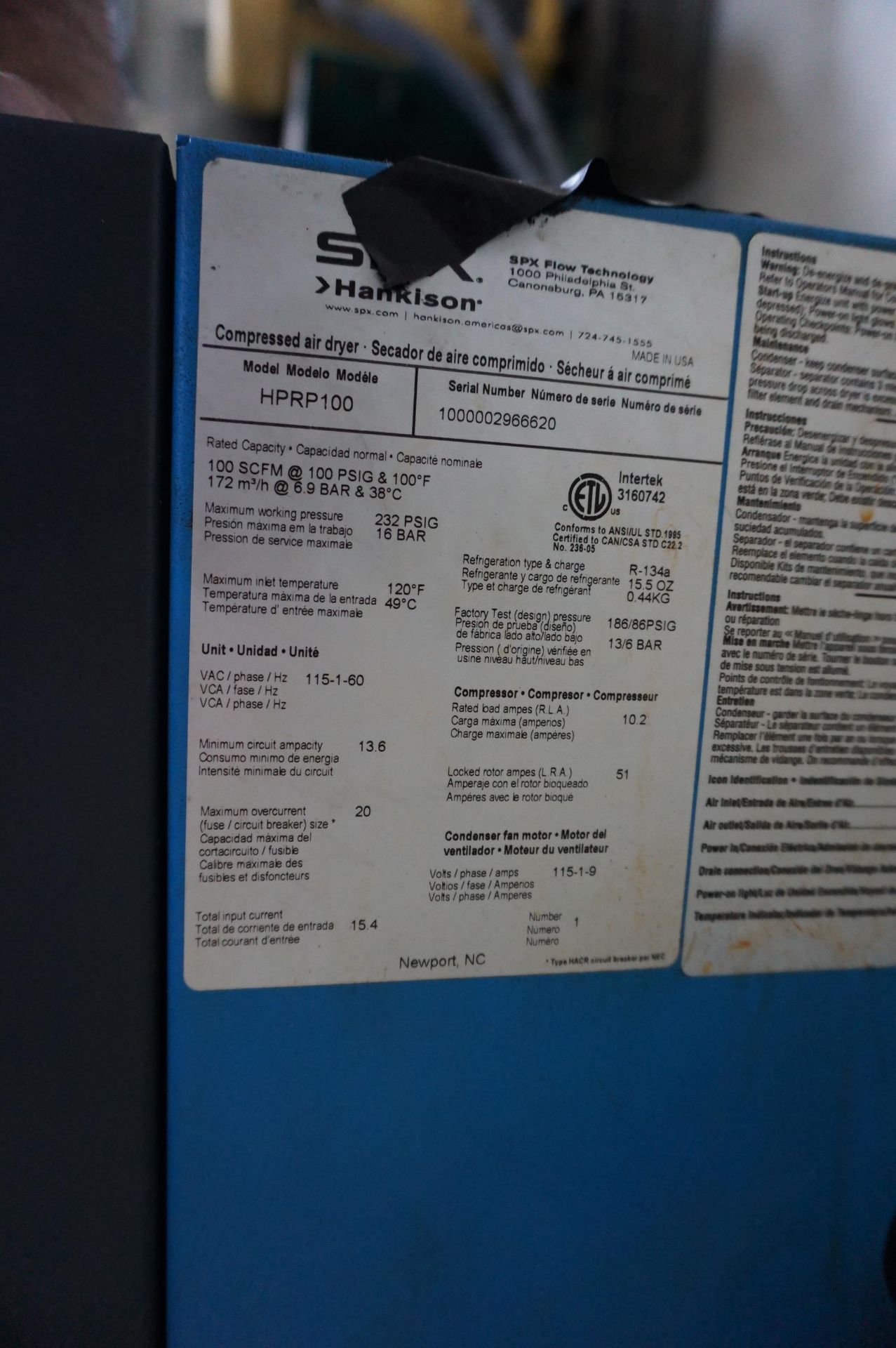 AIR COMPRESSOR AND DRYER LOT OT INCLUDE: (1) INGERSOLL RAND 80 GALLON AIR COMPRESSOR, MODEL UP6-10- - Image 7 of 7