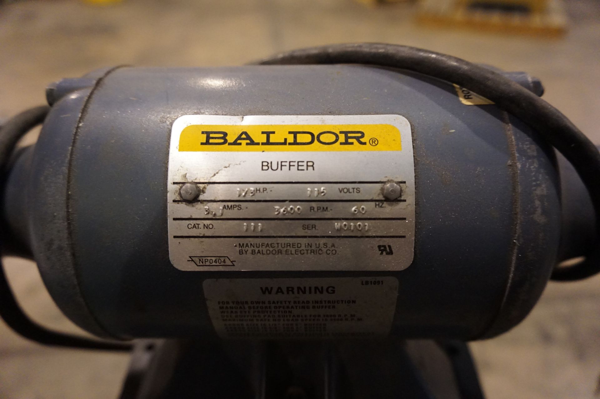 BALDOR PEDESTAL BUFFER, MODEL NUMBER 111, 1/3 HP, 3600 RPM - Image 2 of 2